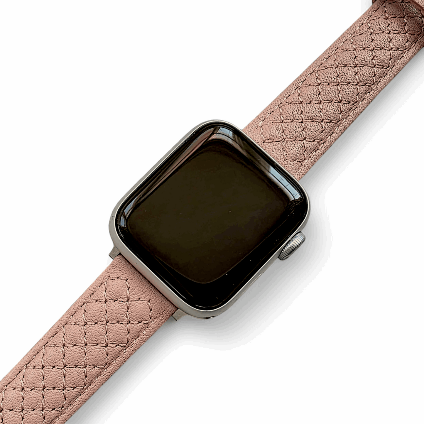 Luxury Italian Leather Diamond Stitch Watch Strap For Apple IWatch Dusty Pink - Wrist Envy