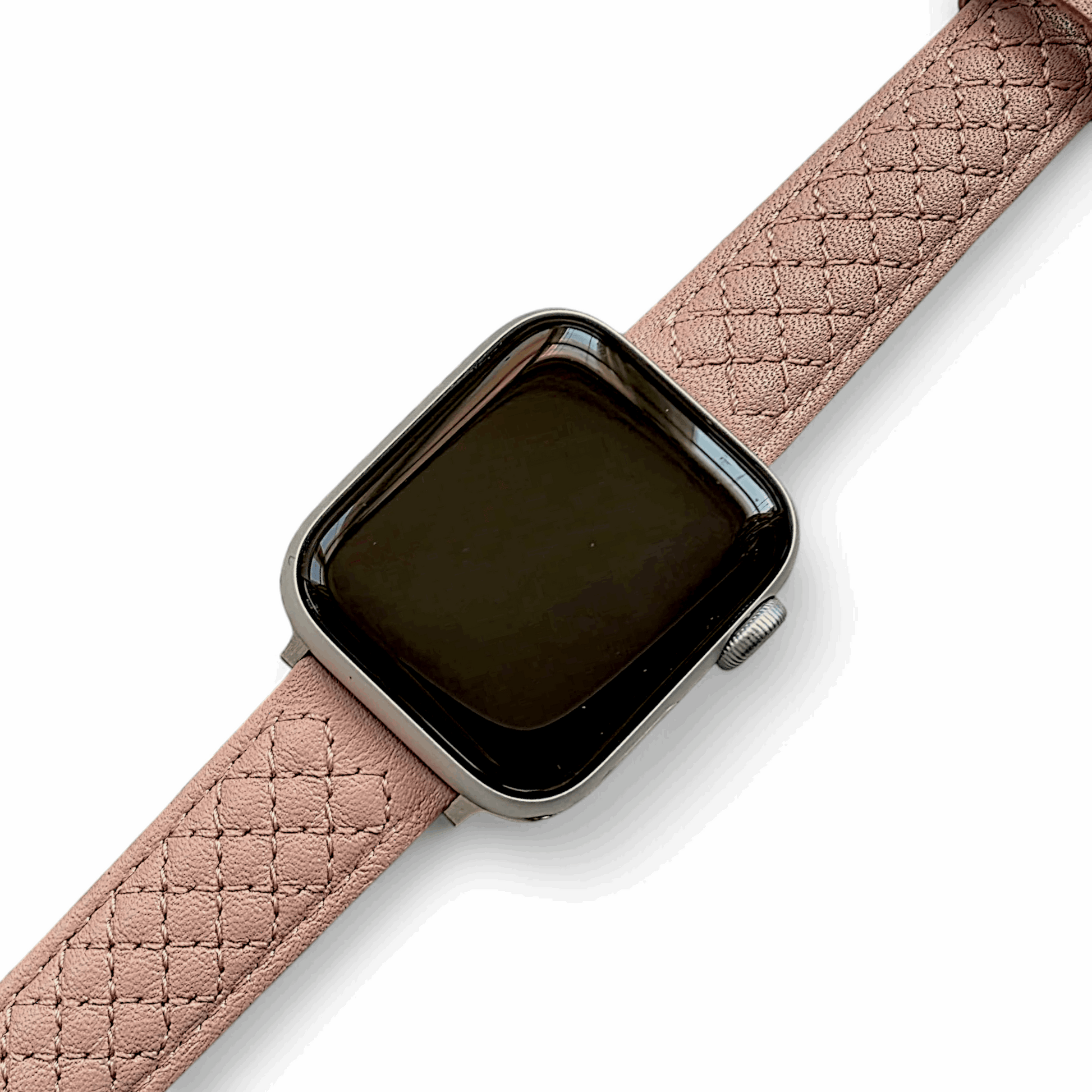 Luxury Italian Leather Diamond Stitch Watch Strap For Apple IWatch Dusty Pink - Wrist Envy