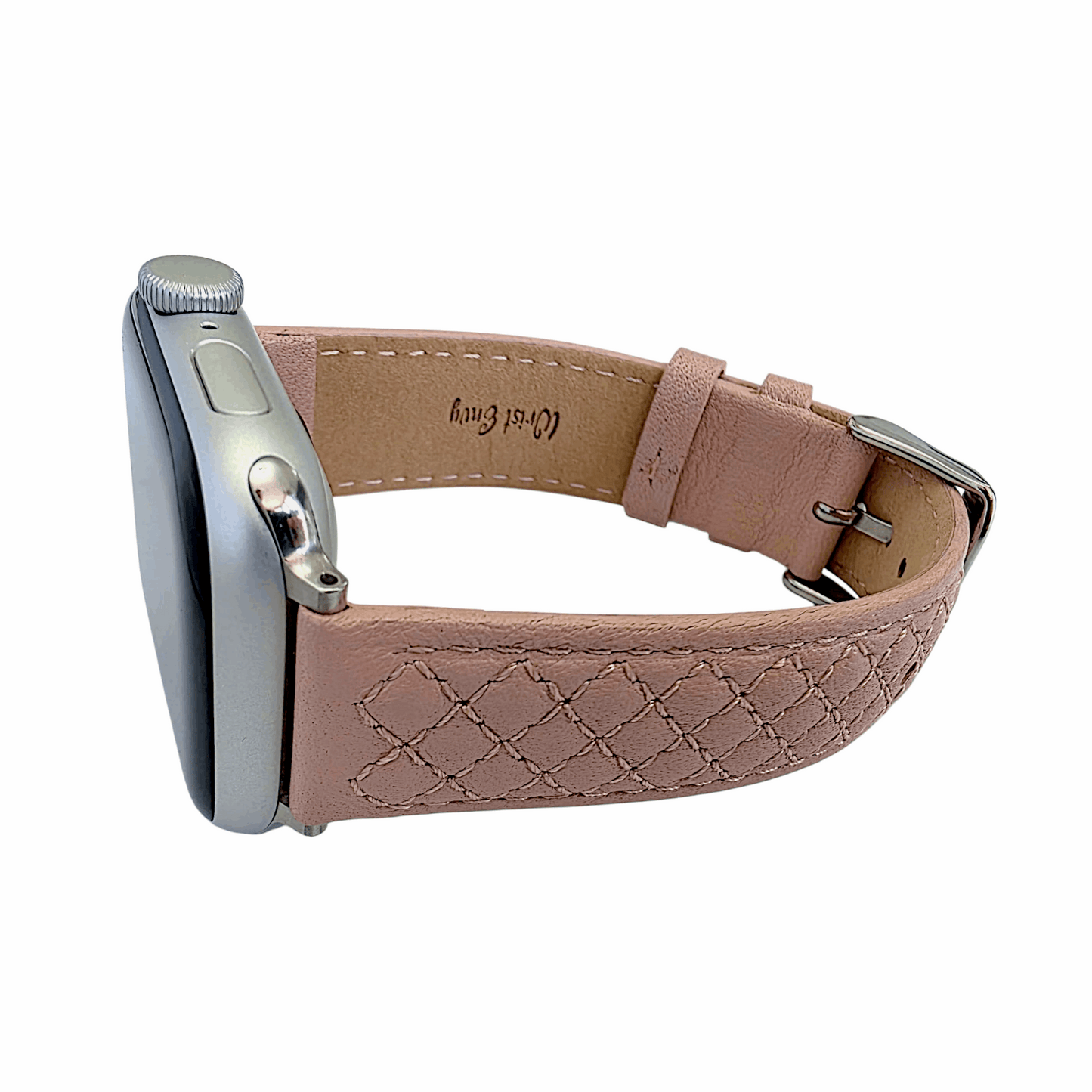 Luxury Italian Leather Diamond Stitch Watch Strap For Apple IWatch Dusty Pink - Wrist Envy