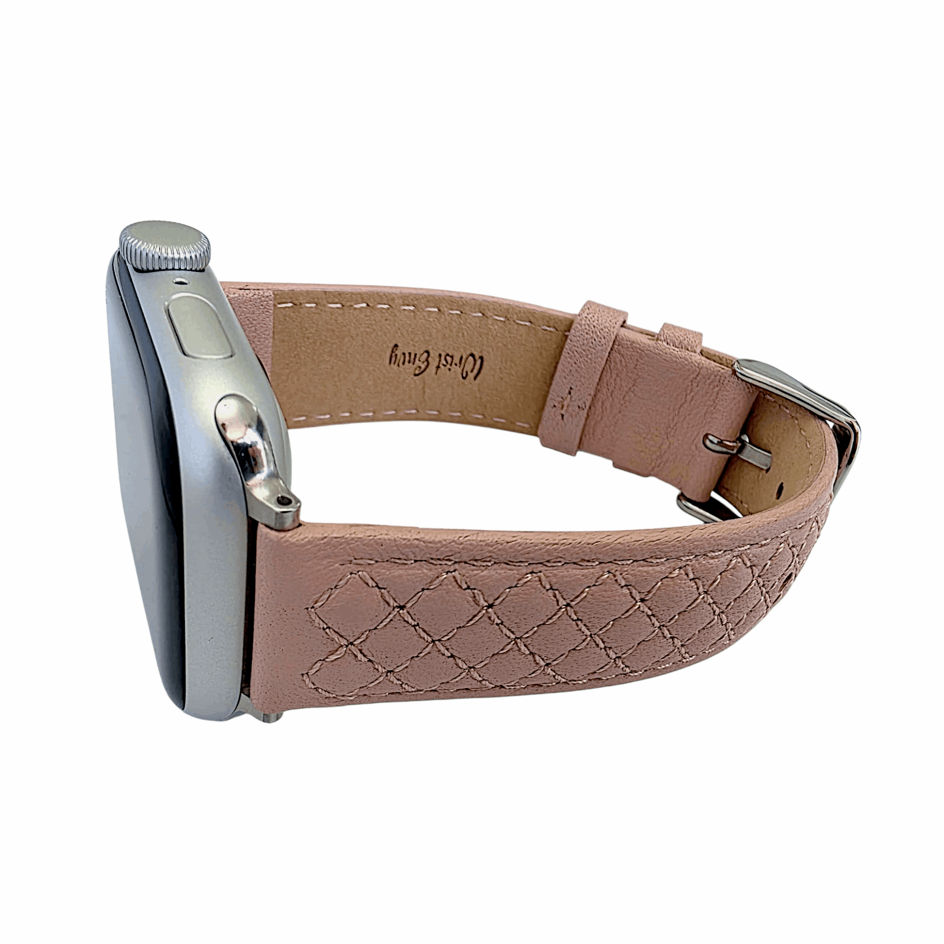 Luxury Italian Leather Diamond Stitch Watch Strap For Apple IWatch Dusty Pink - Wrist Envy