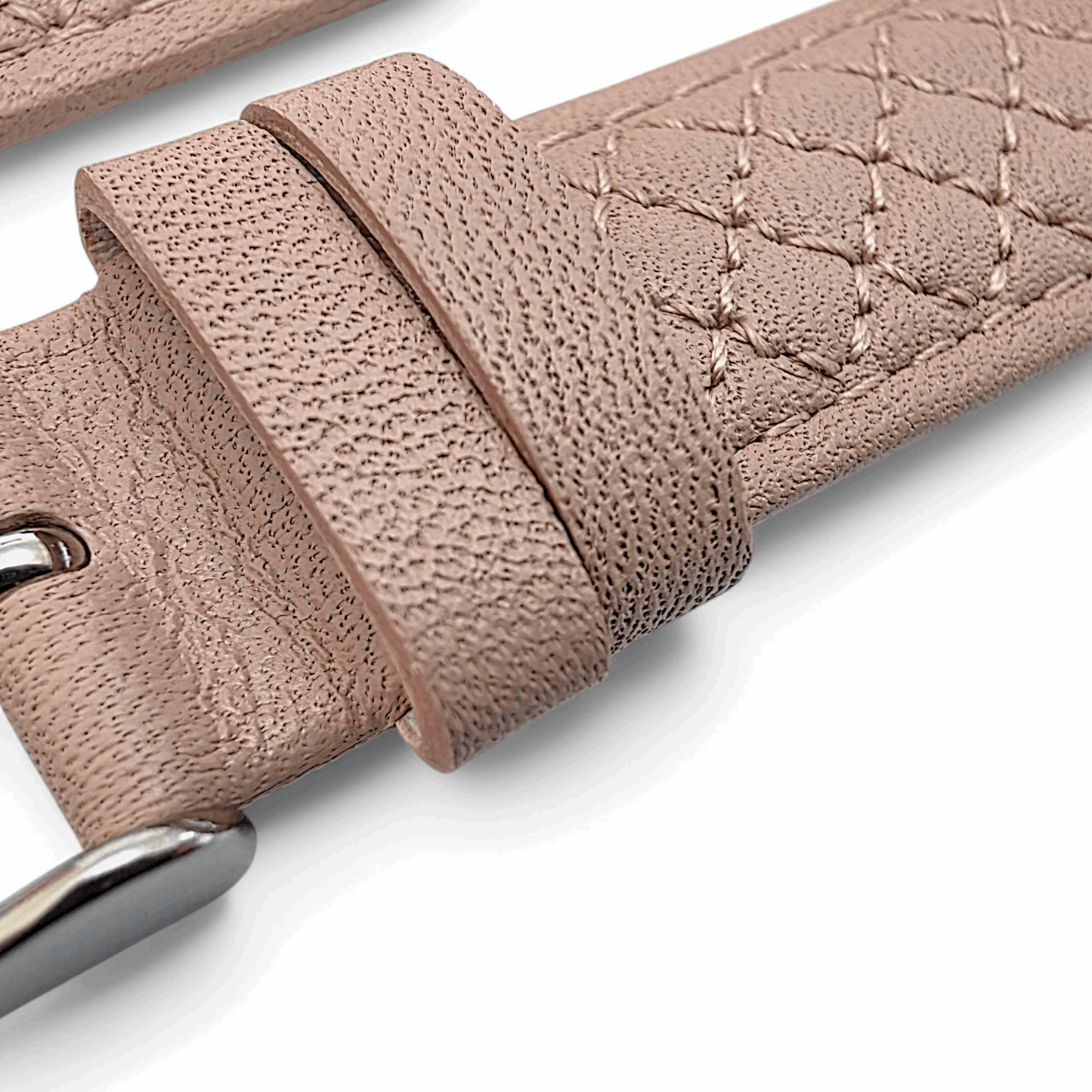 Luxury Italian Leather Diamond Stitch Watch Strap For Apple IWatch Dusty Pink - Wrist Envy