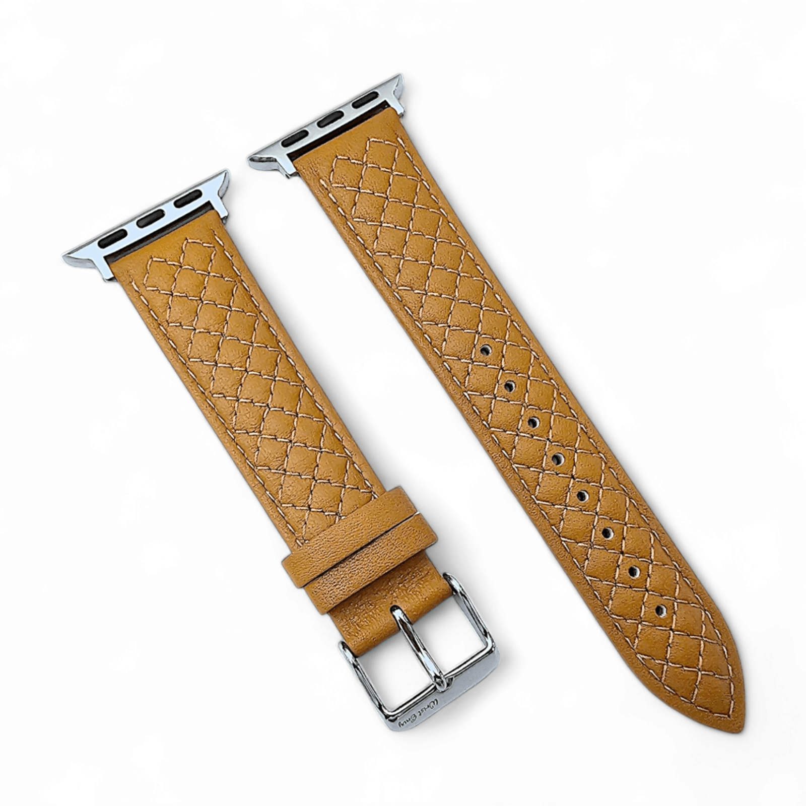 Luxury Italian Leather Diamond Stitch Watch Strap For Apple IWatch Honey Tan - Wrist Envy