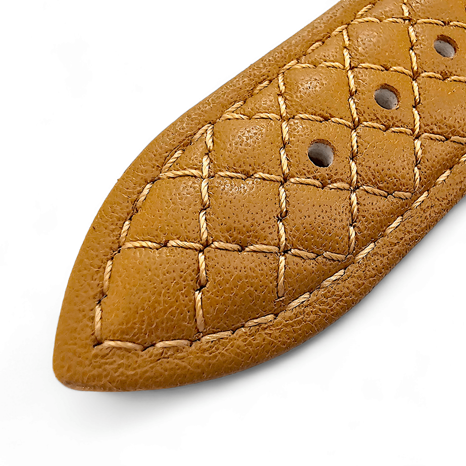 Luxury Italian Leather Diamond Stitch Watch Strap For Apple IWatch Honey Tan - Wrist Envy