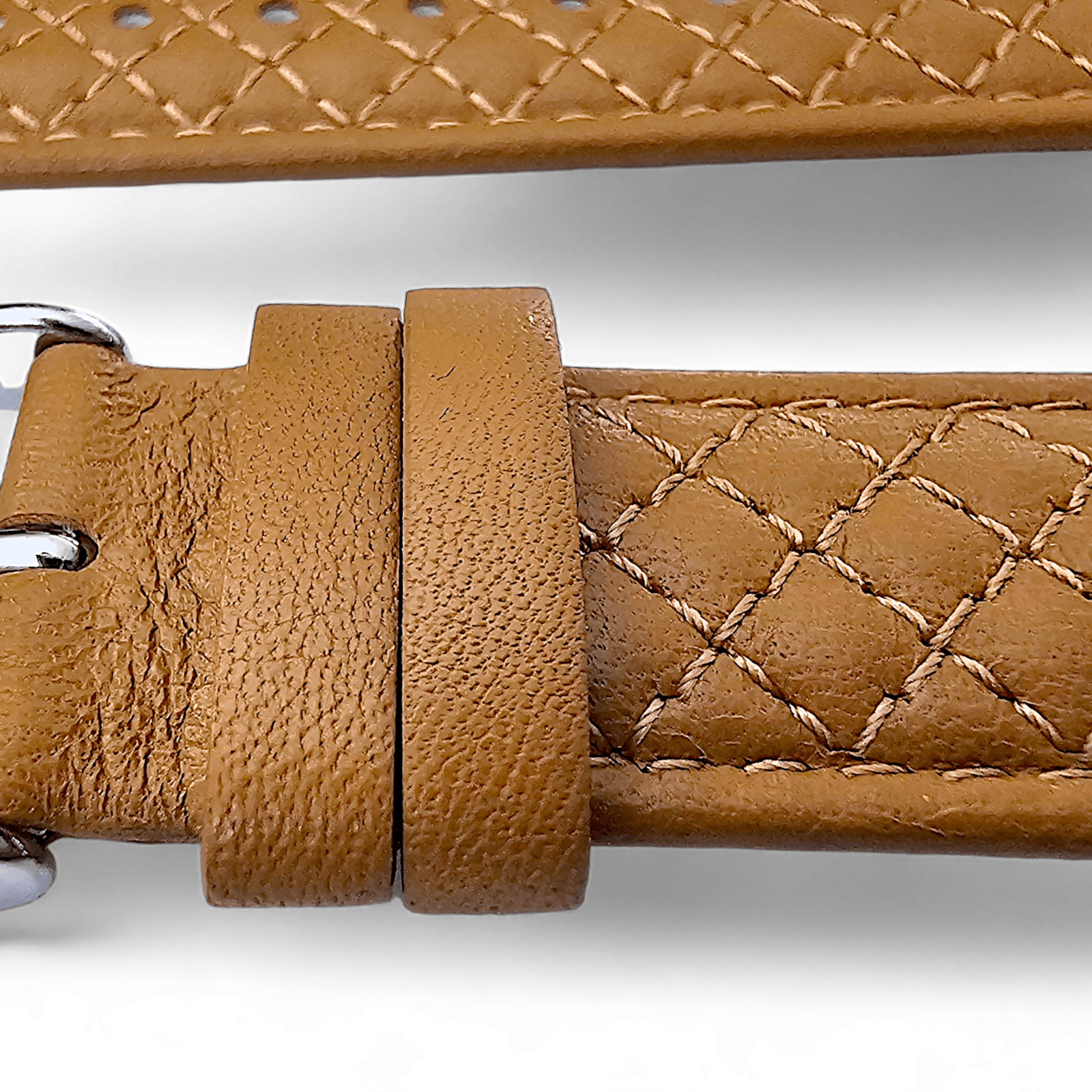 Luxury Italian Leather Diamond Stitch Watch Strap For Apple IWatch Honey Tan - Wrist Envy