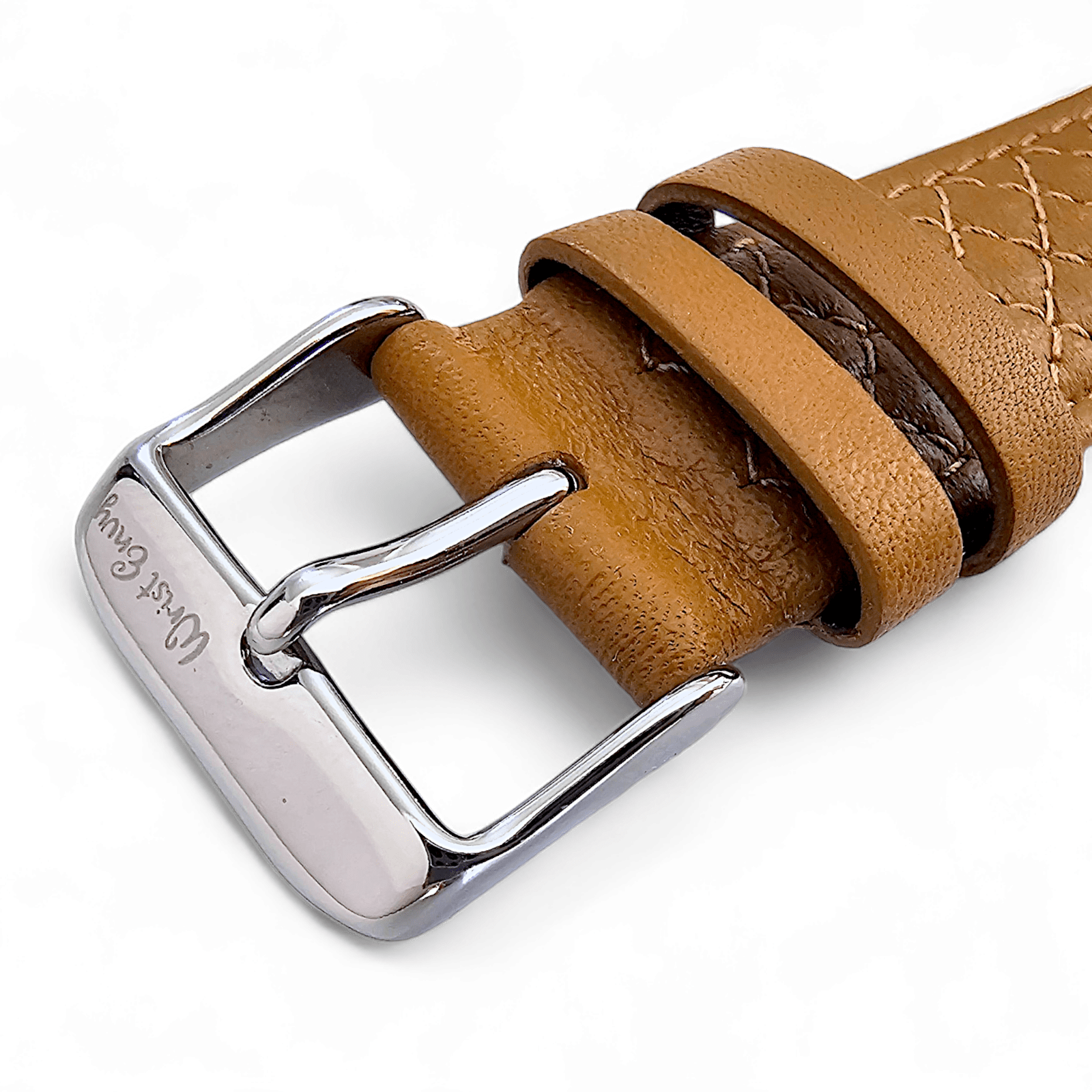 Luxury Italian Leather Diamond Stitch Watch Strap For Apple IWatch Honey Tan - Wrist Envy