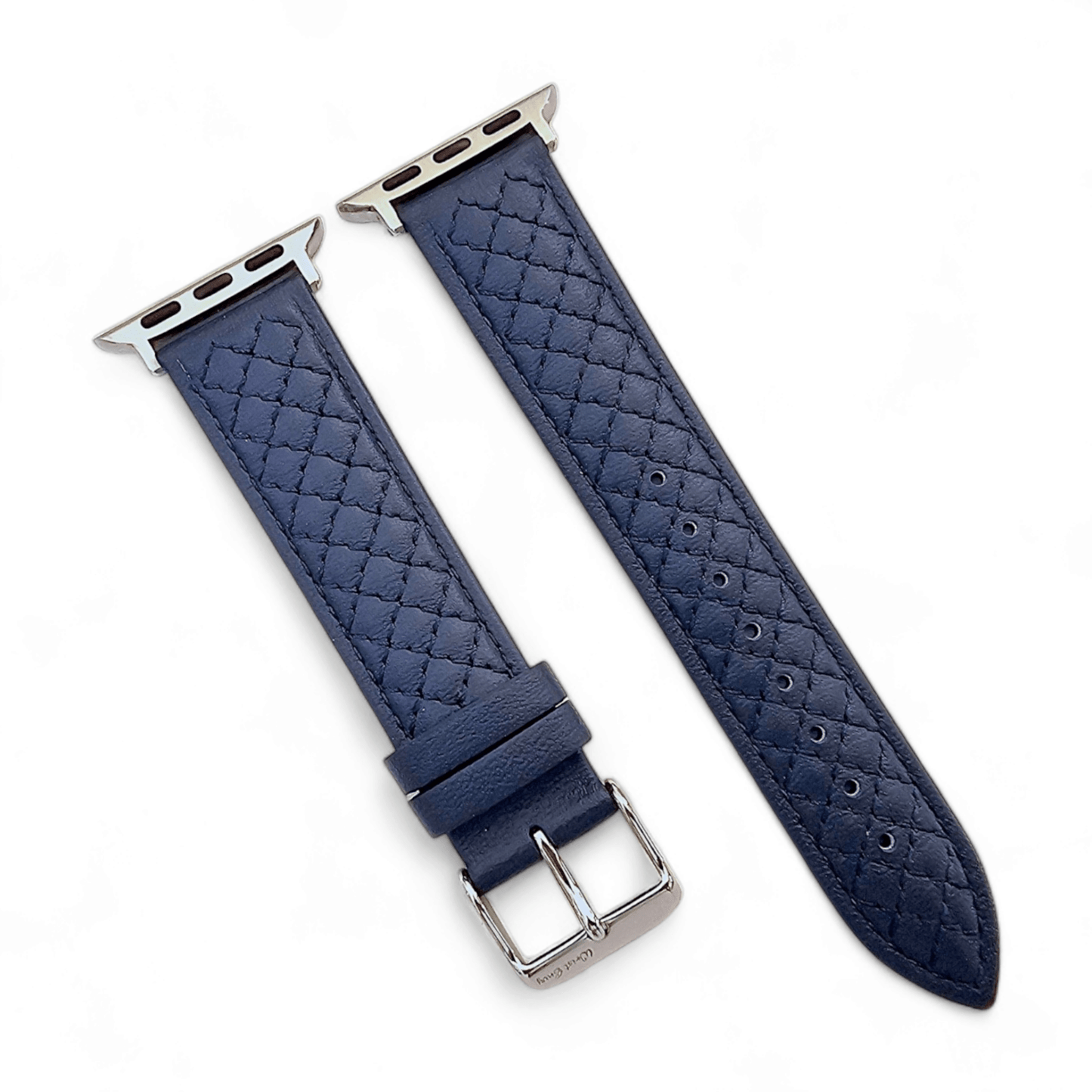 Luxury Italian Leather Diamond Stitch Watch Strap For Apple IWatch Navy Blue - Wrist Envy