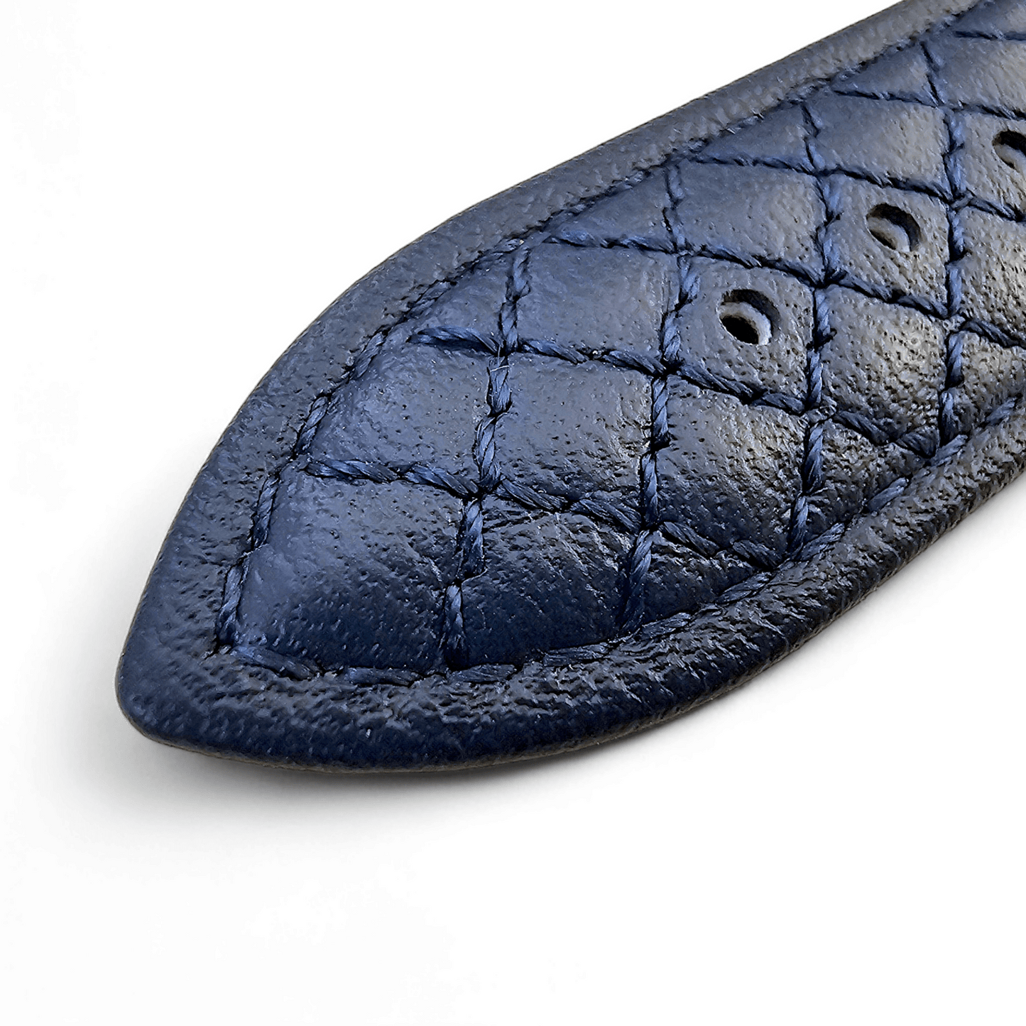 Luxury Italian Leather Diamond Stitch Watch Strap For Apple IWatch Navy Blue - Wrist Envy