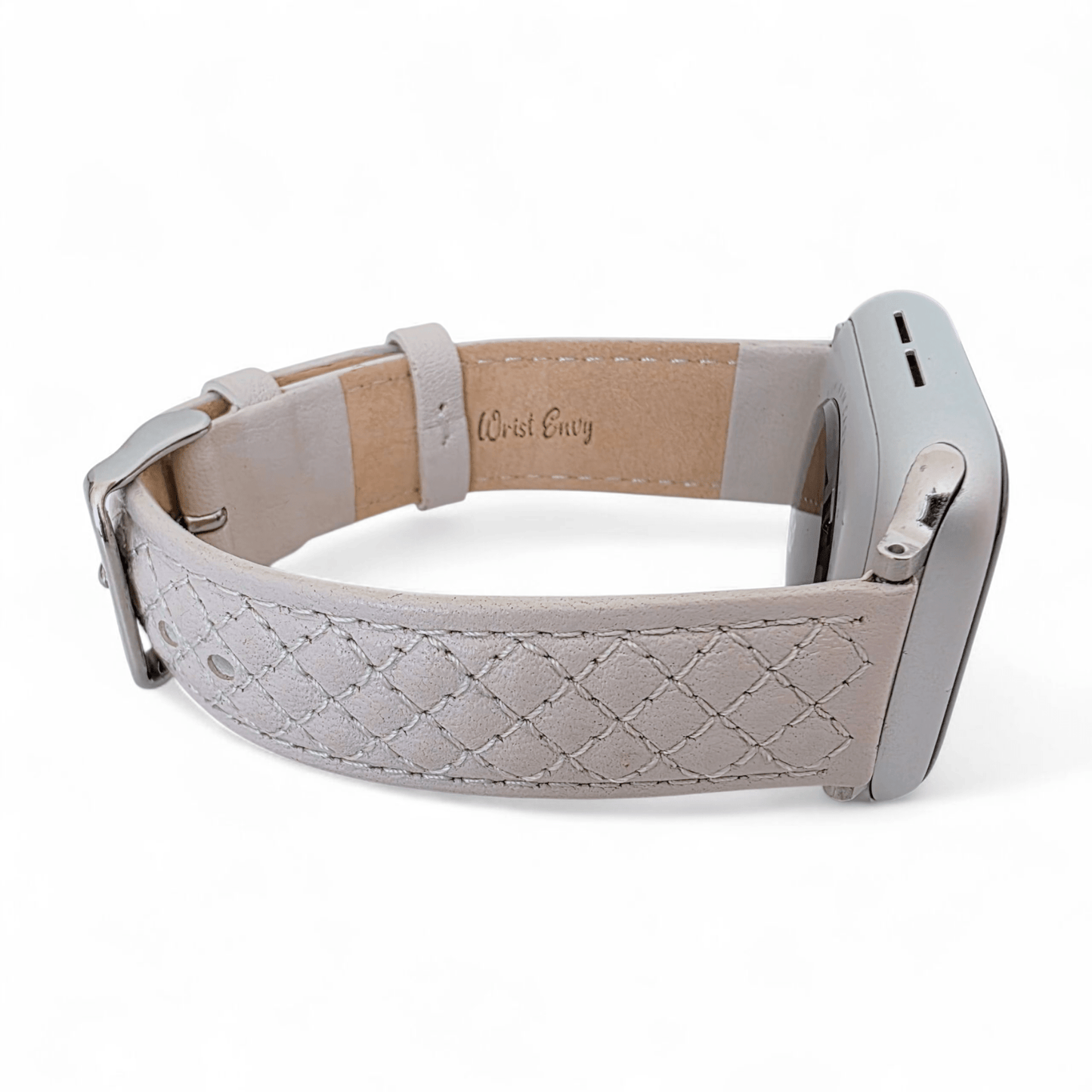 Luxury Italian Leather Diamond Stitch Watch Strap For Apple IWatch Starlight - Wrist Envy