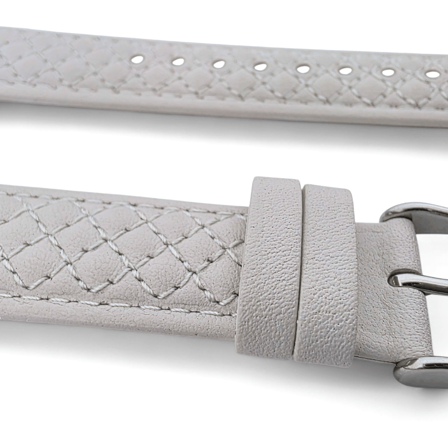 Luxury Italian Leather Diamond Stitch Watch Strap For Apple IWatch Starlight - Wrist Envy
