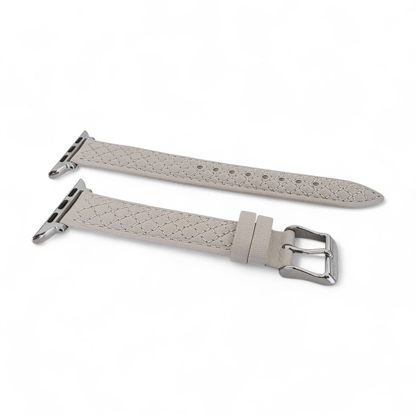 Luxury Italian Leather Diamond Stitch Watch Strap For Apple IWatch Starlight - Wrist Envy
