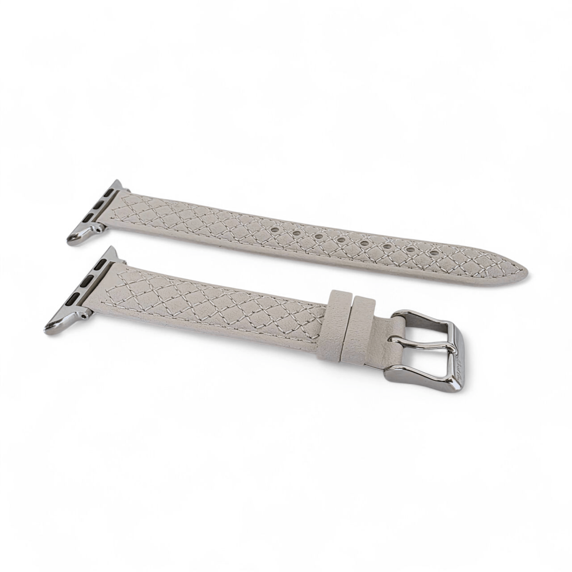 Luxury Italian Leather Diamond Stitch Watch Strap For Apple IWatch Starlight - Wrist Envy