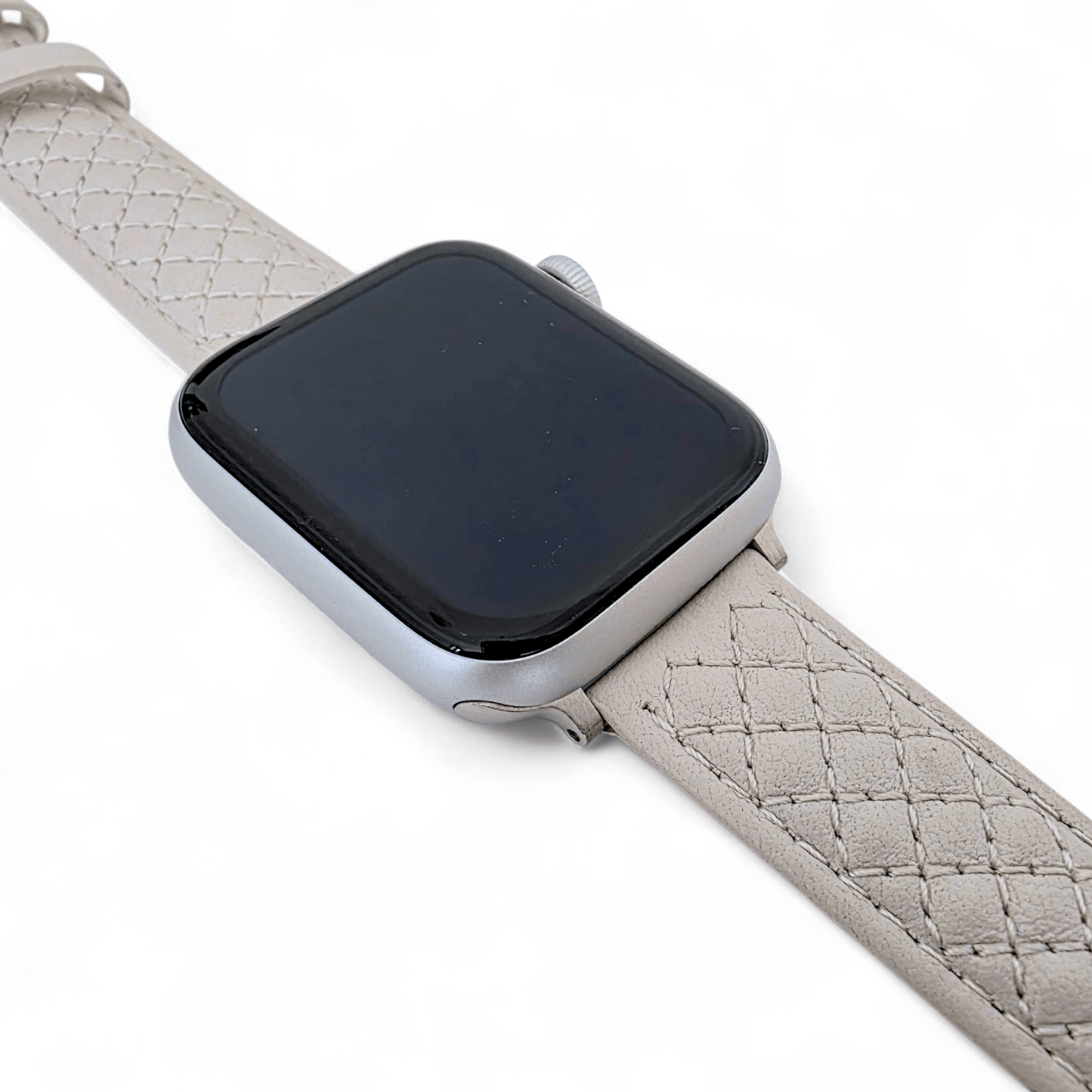 Luxury Italian Leather Diamond Stitch Watch Strap For Apple IWatch Starlight - Wrist Envy