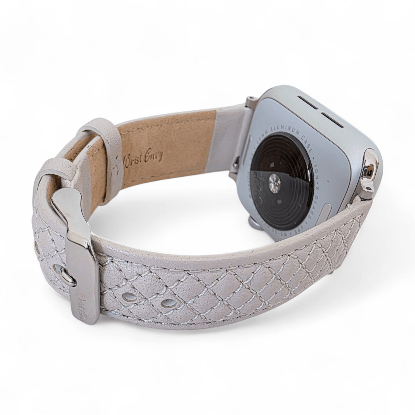 Luxury Italian Leather Diamond Stitch Watch Strap For Apple IWatch Starlight - Wrist Envy