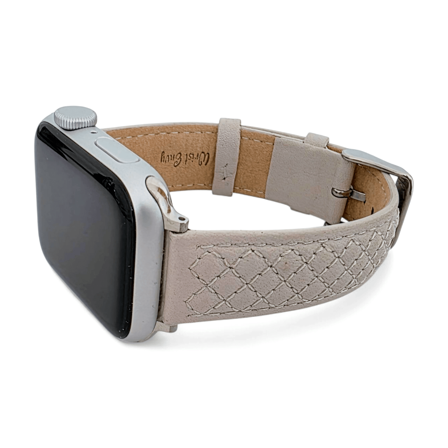 Luxury Italian Leather Diamond Stitch Watch Strap For Apple IWatch Starlight - Wrist Envy