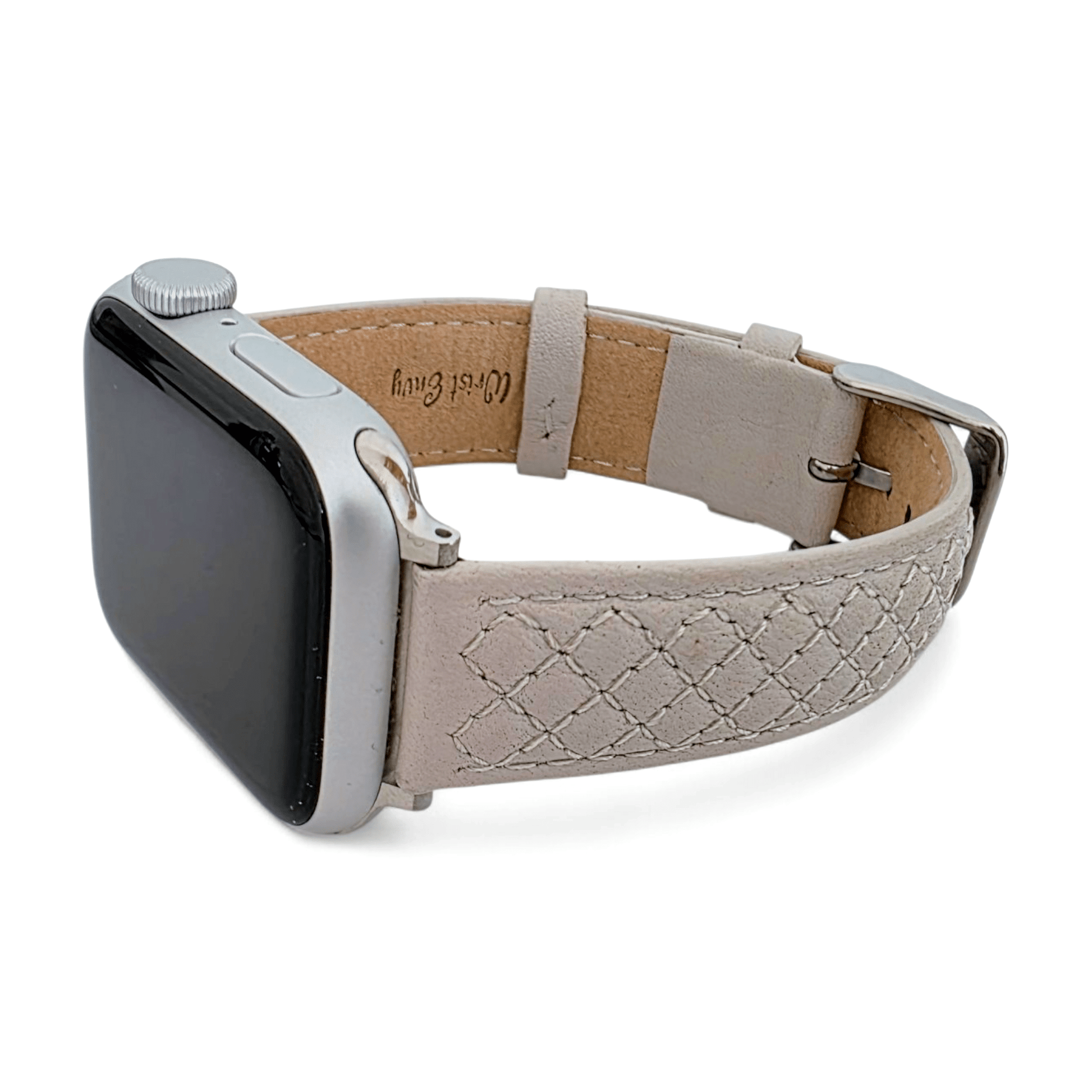 Luxury Italian Leather Diamond Stitch Watch Strap For Apple IWatch Starlight - Wrist Envy
