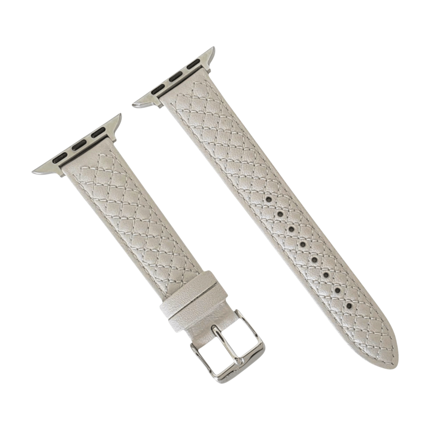 Luxury Italian Leather Diamond Stitch Watch Strap For Apple IWatch Starlight - Wrist Envy