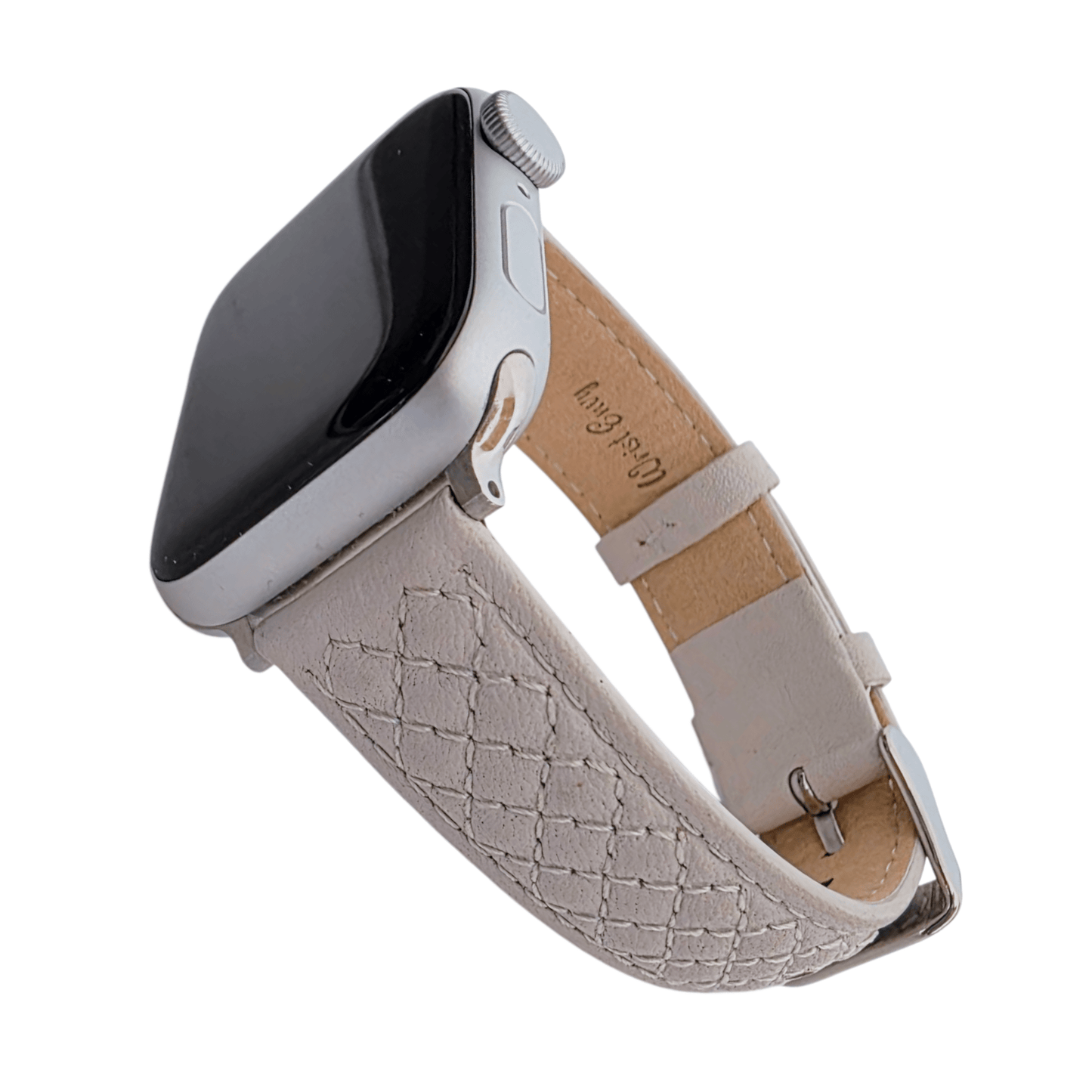 Luxury Italian Leather Diamond Stitch Watch Strap For Apple IWatch Starlight - Wrist Envy