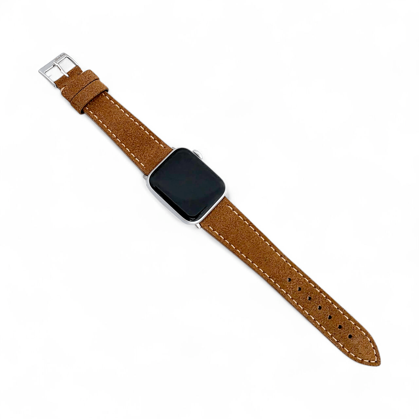Luxury Italian Suede Strap For Apple Watch Caramel Brown - Wrist Envy
