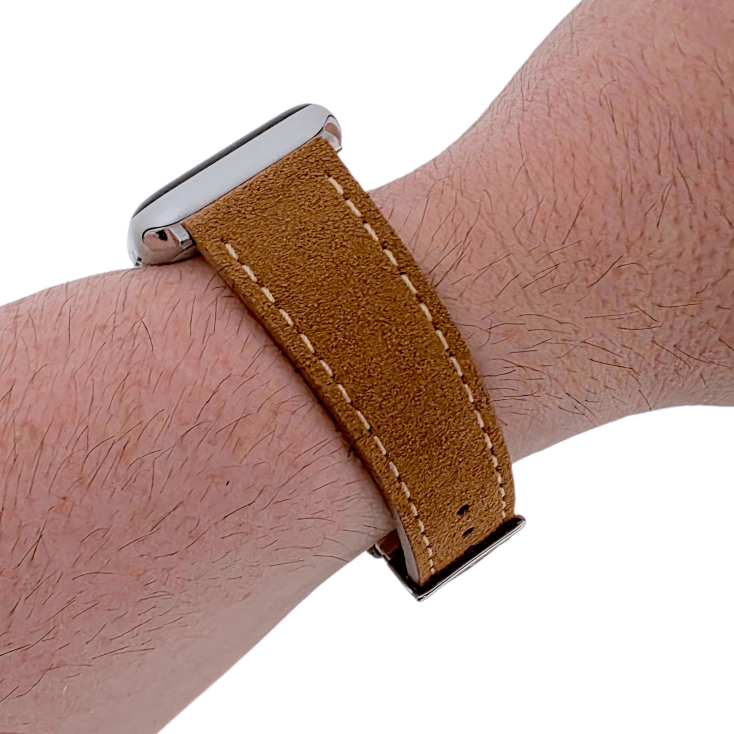 Luxury Italian Suede Strap For Apple Watch Caramel Brown - Wrist Envy
