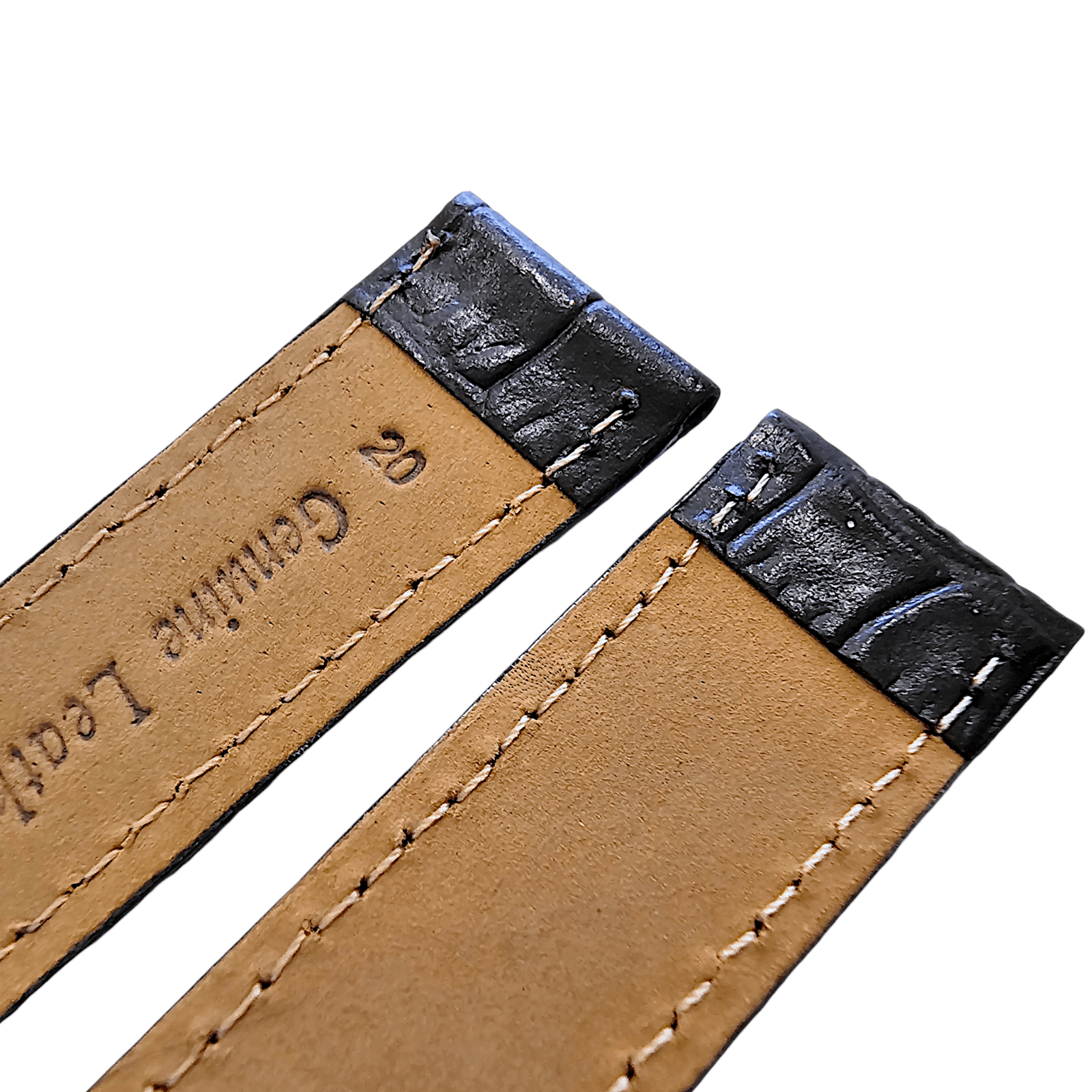 Luxury Leather Crocodile Grain Watch Strap Band 20mm Mens Replacement Mens Black - Wrist Envy