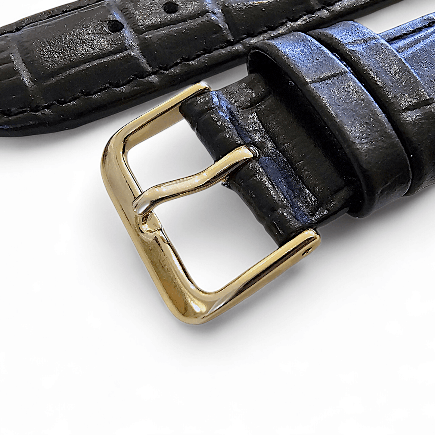 Luxury Leather Crocodile Grain Watch Strap Band 20mm Mens Replacement Mens Black - Wrist Envy