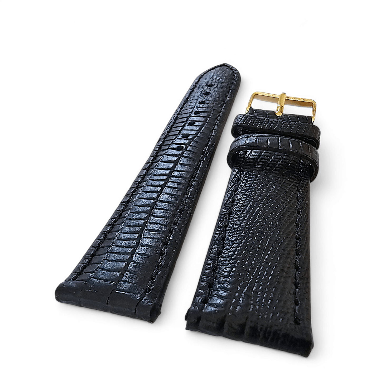 Luxury Leather Lizard Grain Watch Strap 20mm Black - Wrist Envy