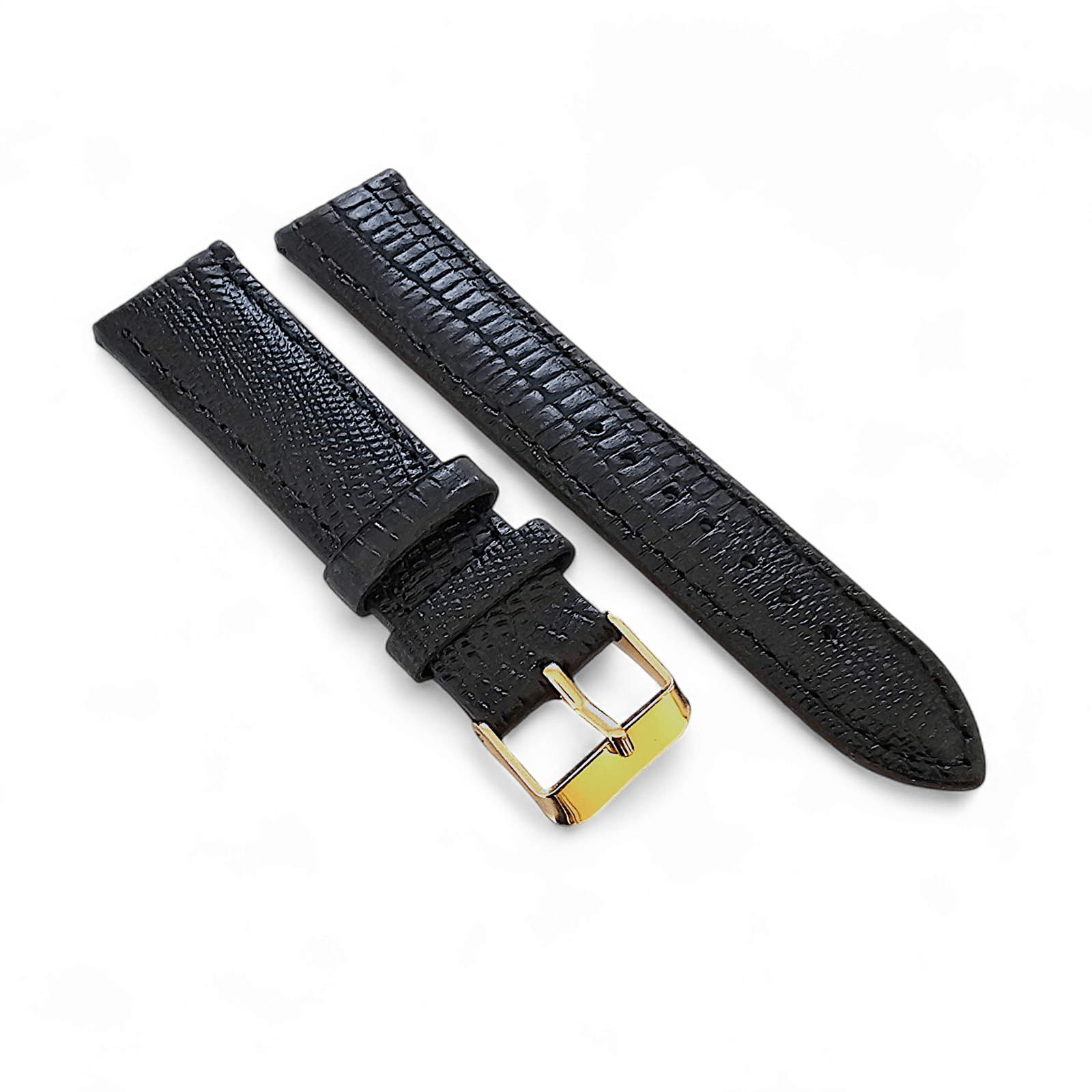 Luxury Leather Lizard Grain Watch Strap 20mm Black - Wrist Envy
