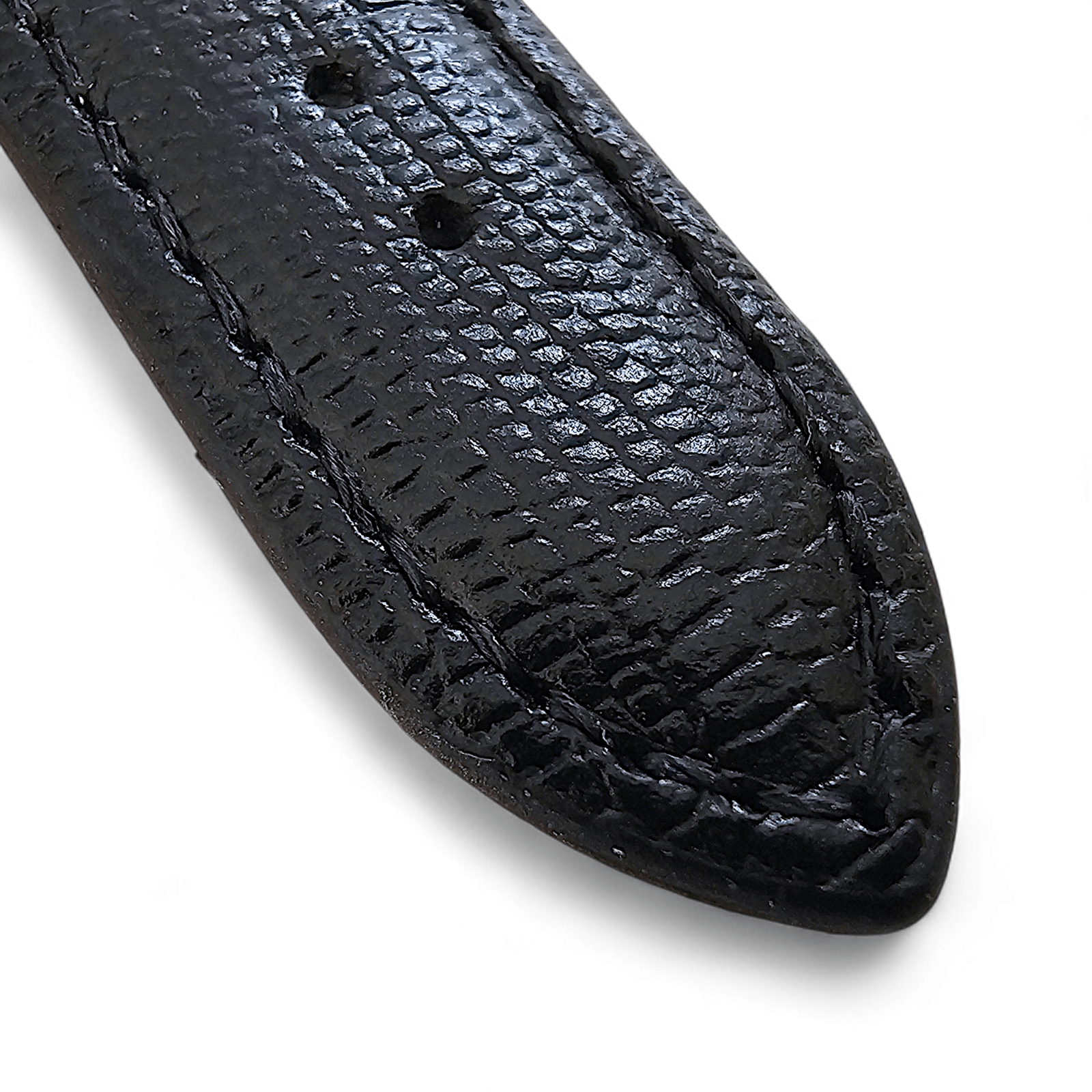 Luxury Leather Lizard Grain Watch Strap 20mm Black - Wrist Envy