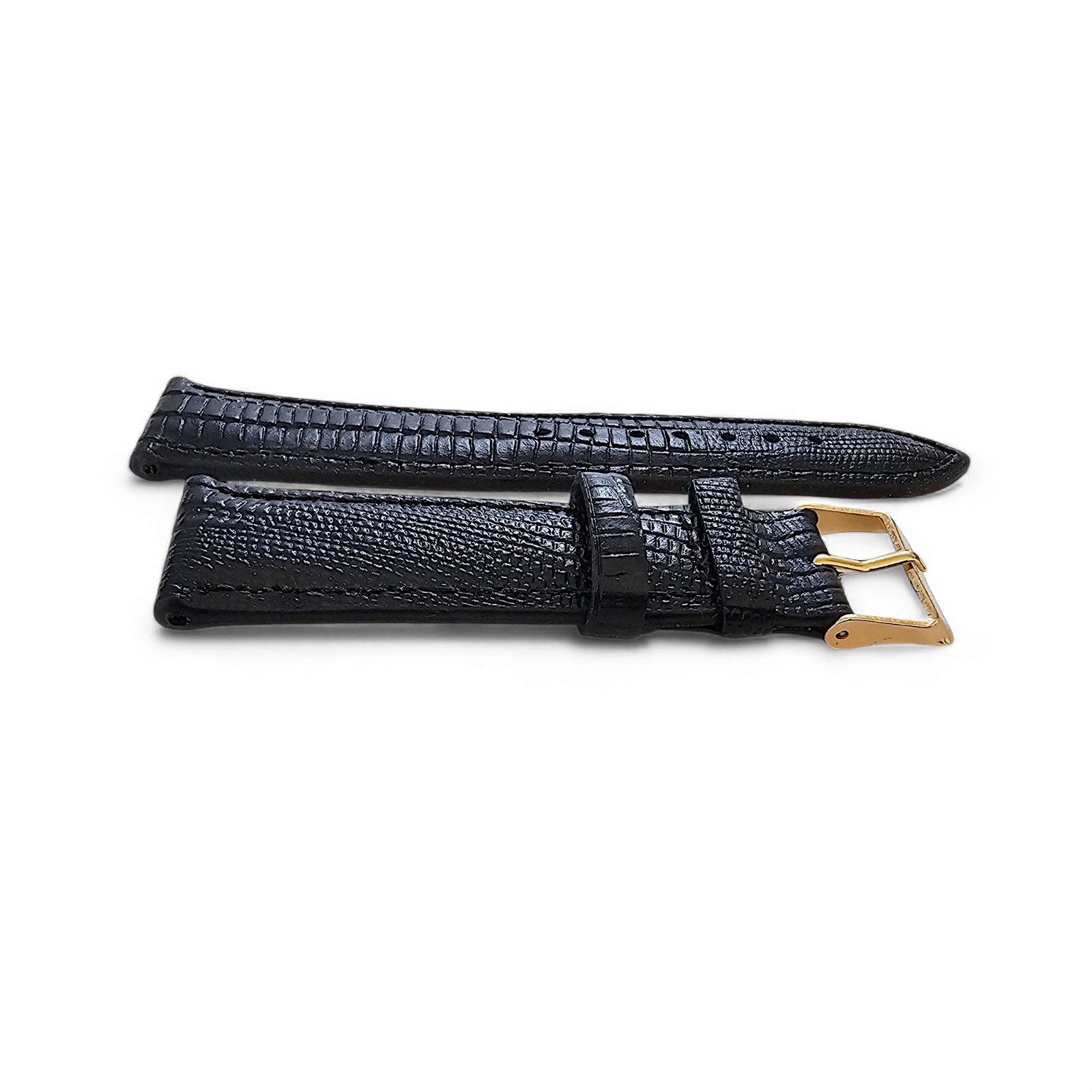 Luxury Leather Lizard Grain Watch Strap 20mm Black - Wrist Envy