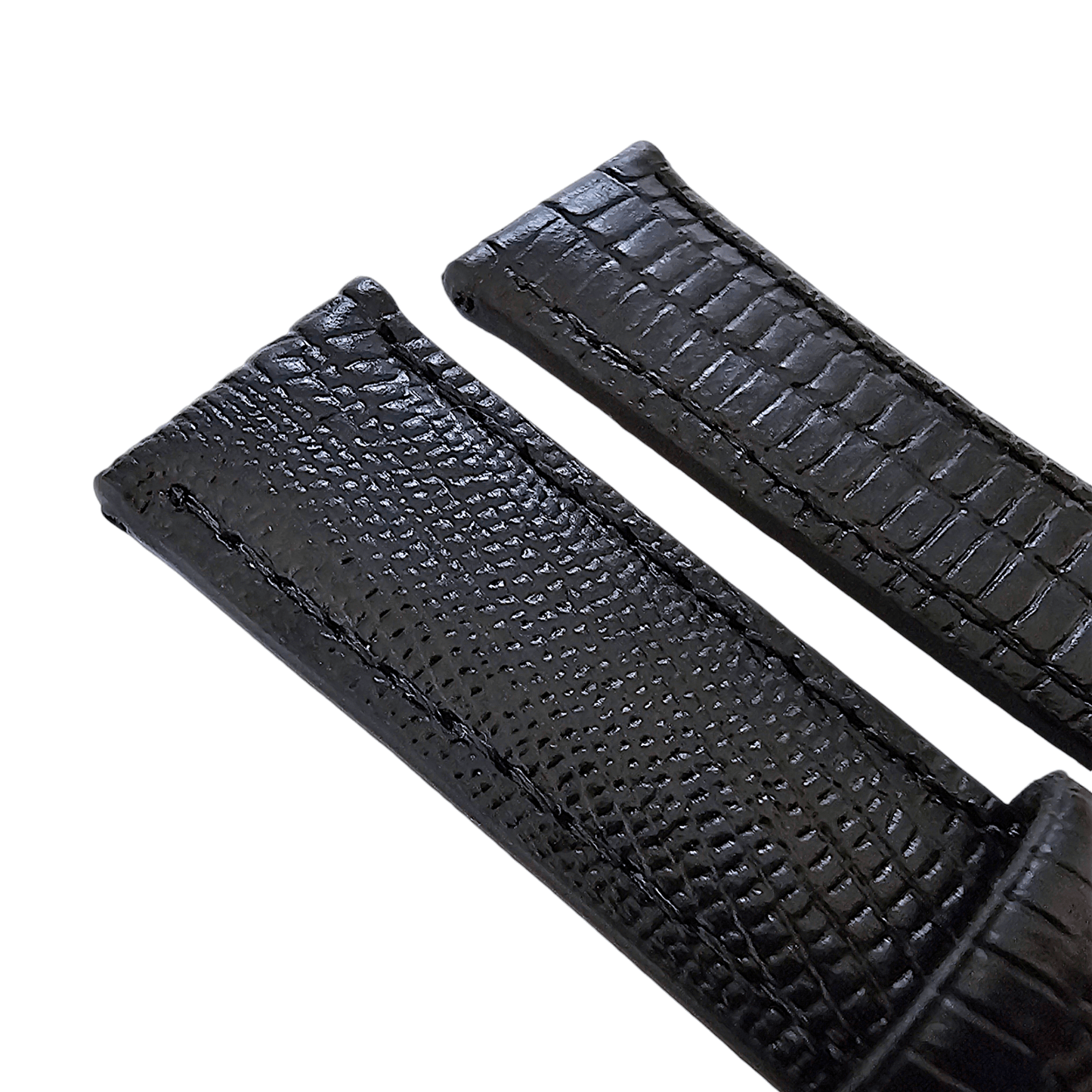 Luxury Leather Lizard Grain Watch Strap 20mm Black - Wrist Envy