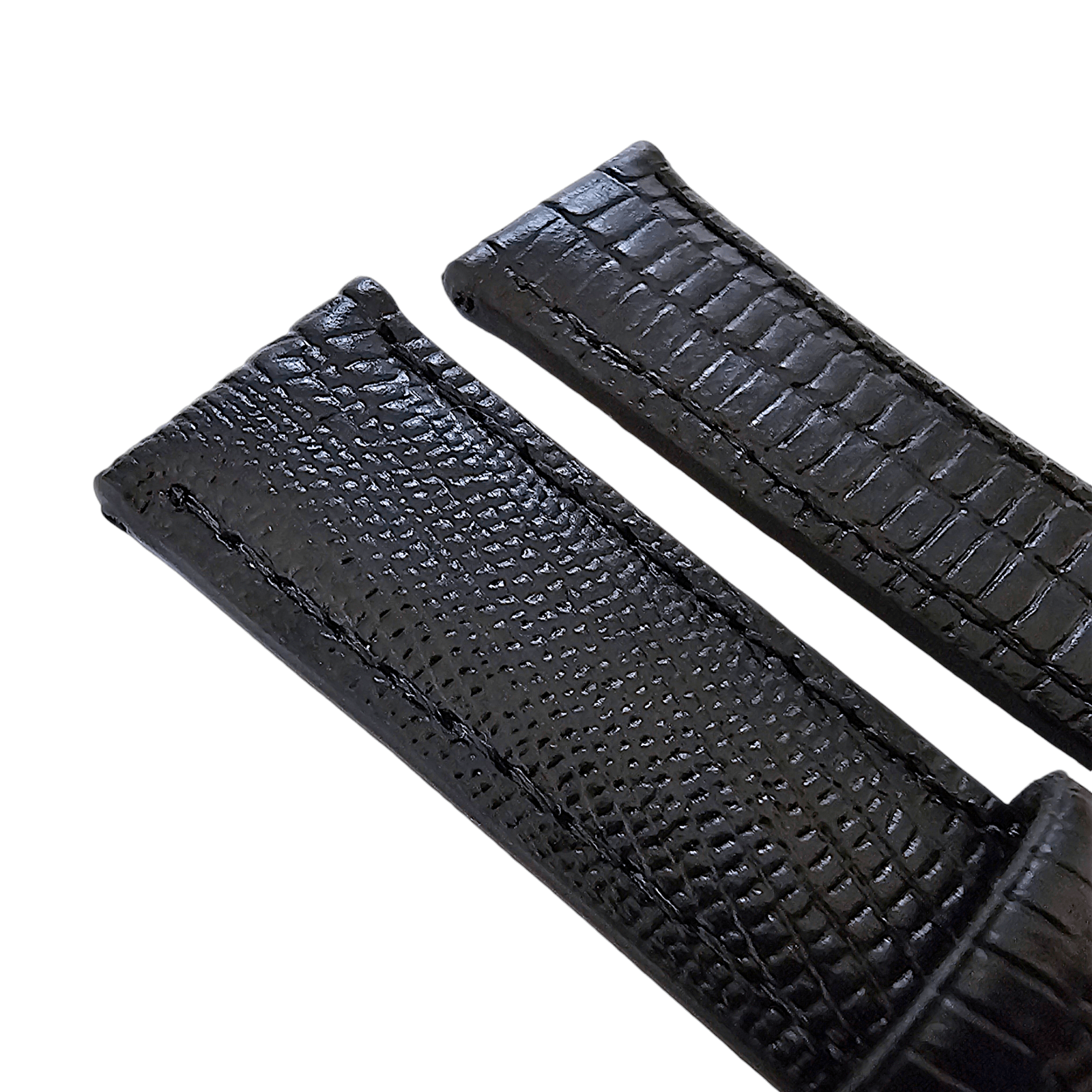 Luxury Leather Lizard Grain Watch Strap 20mm Black - Wrist Envy