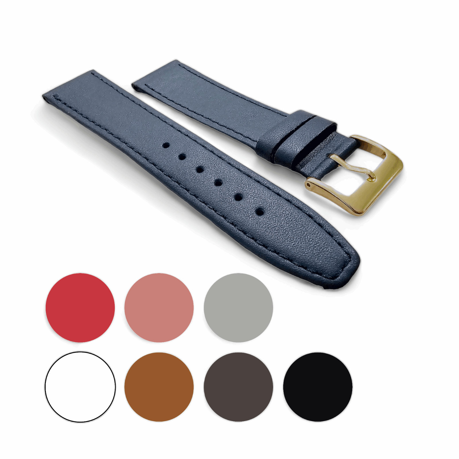 Luxury Stitched Leather Watch Band Mens Womens 8mm to 22mm - Wrist Envy