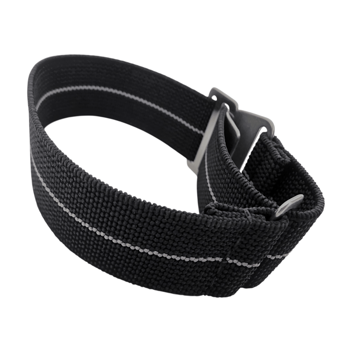 Marine Nationale Watch Strap 20mm 22mm Black Grey Stripe - Wrist Envy