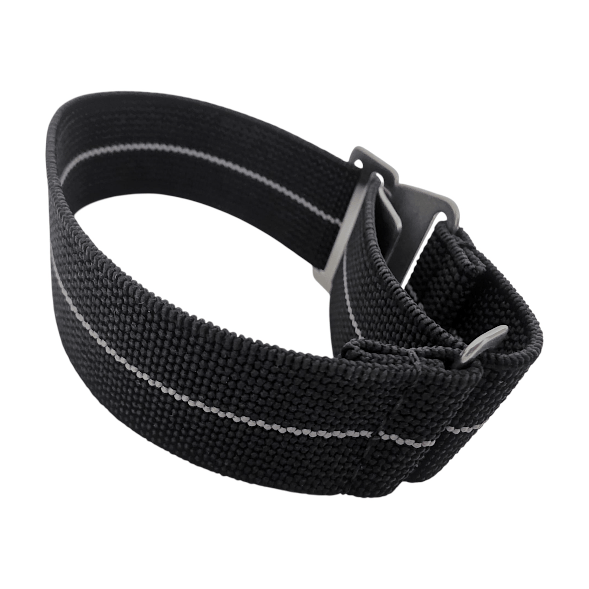 Marine Nationale Watch Strap 20mm 22mm Black Grey Stripe - Wrist Envy