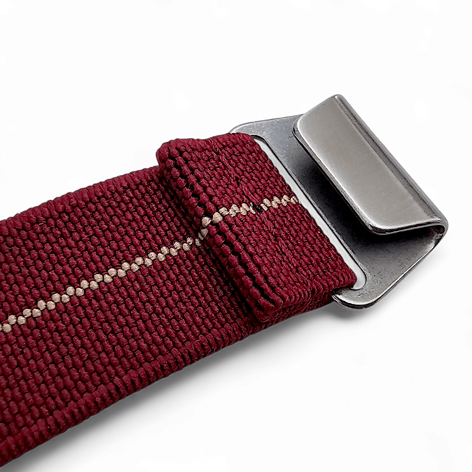Marine Nationale Watch Strap 20mm 22mm Maroon Khaki Stripe - Wrist Envy