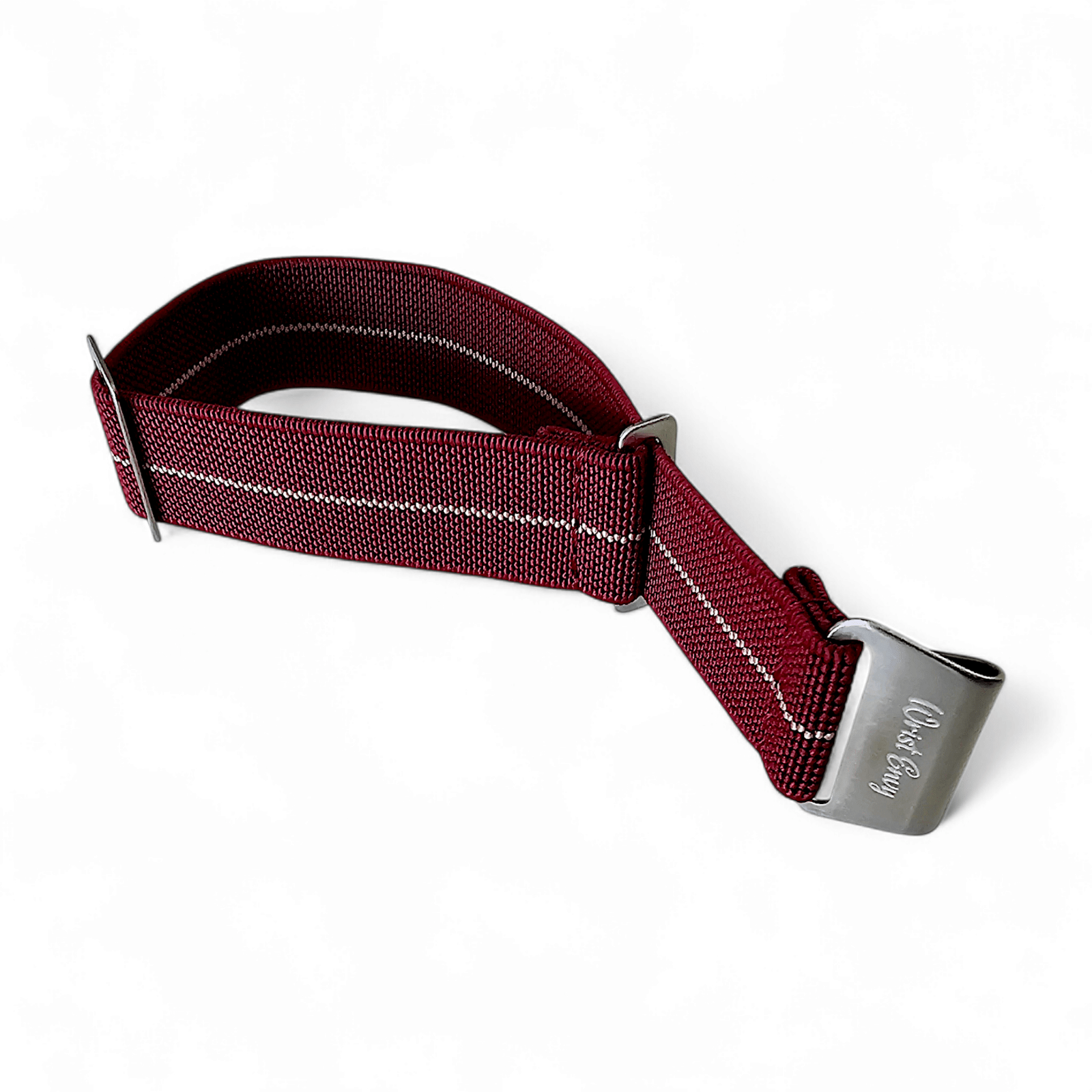 Marine Nationale Watch Strap 20mm 22mm Maroon Khaki Stripe - Wrist Envy