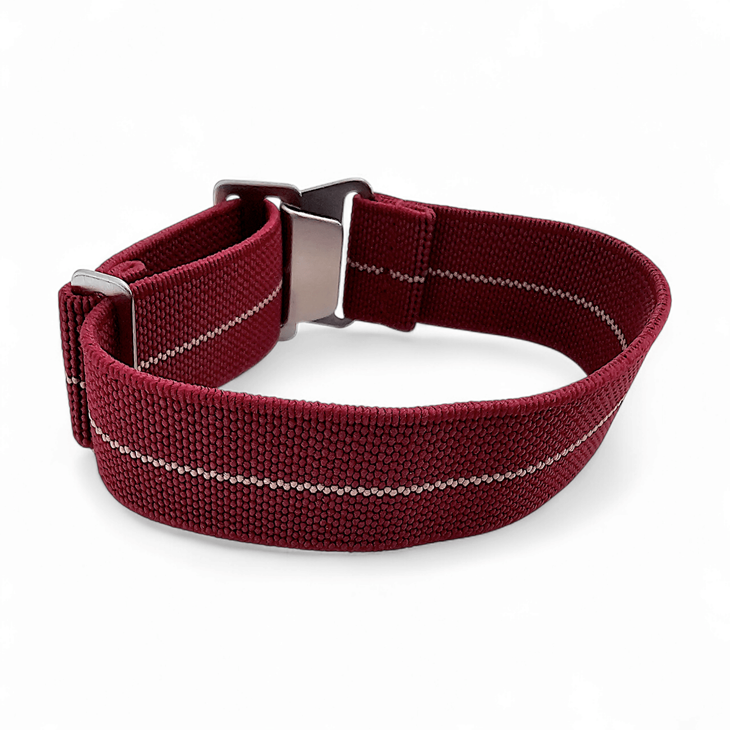 Marine Nationale Watch Strap 20mm 22mm Maroon Khaki Stripe - Wrist Envy