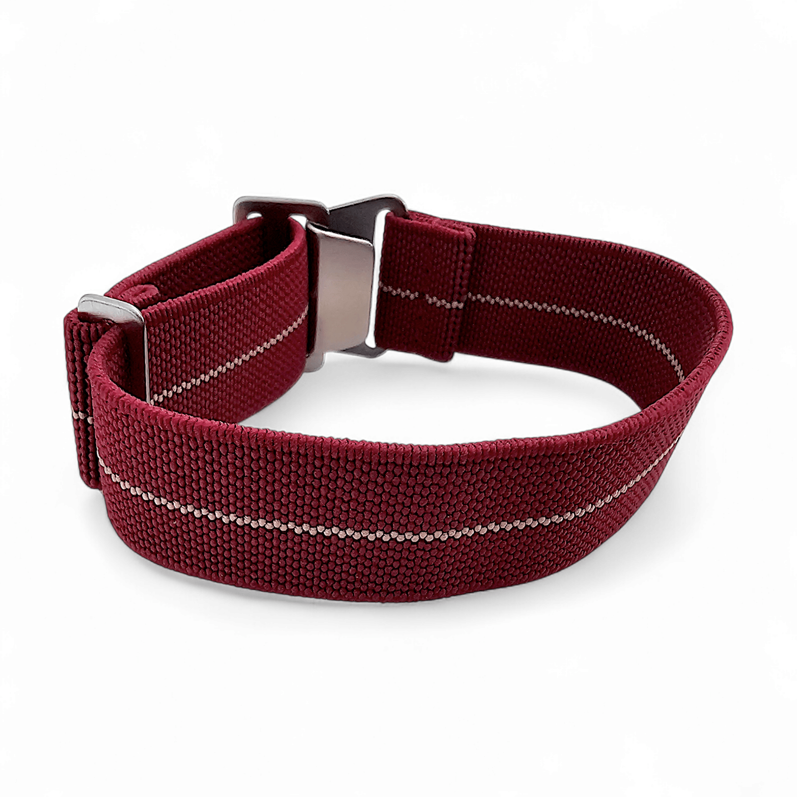 Marine Nationale Watch Strap 20mm 22mm Maroon Khaki Stripe - Wrist Envy