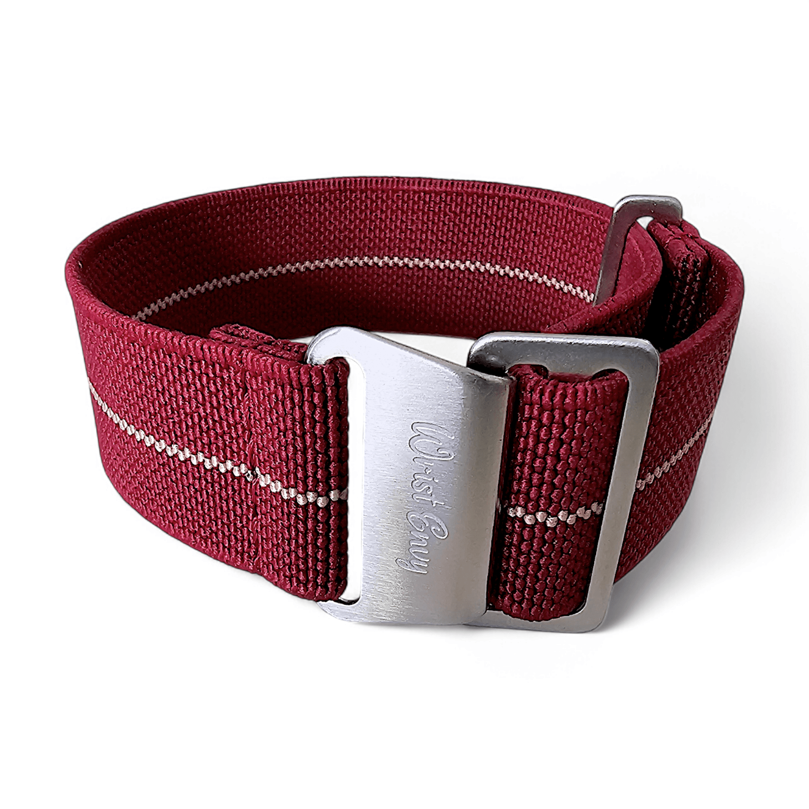 Marine Nationale Watch Strap 20mm 22mm Maroon Khaki Stripe - Wrist Envy