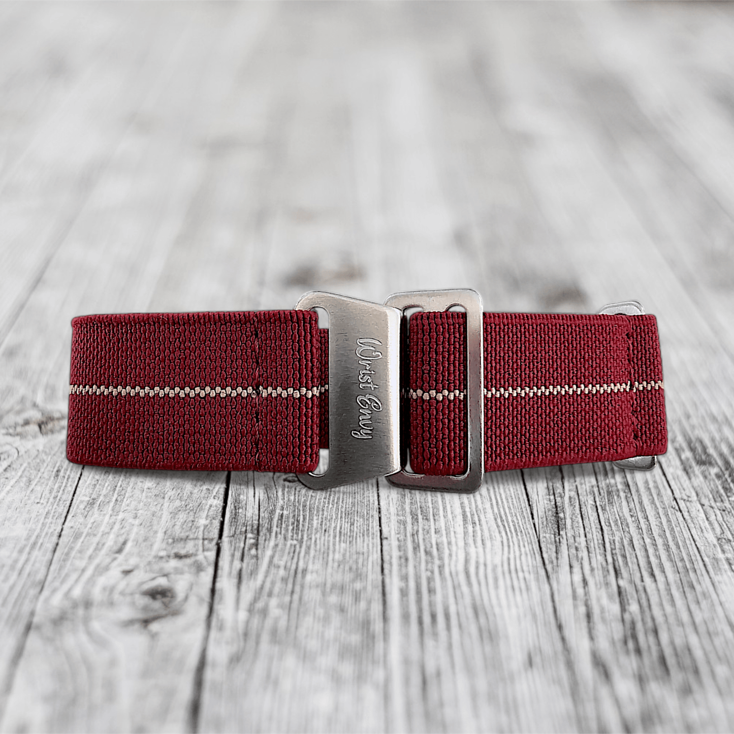 Marine Nationale Watch Strap 20mm 22mm Maroon Khaki Stripe - Wrist Envy