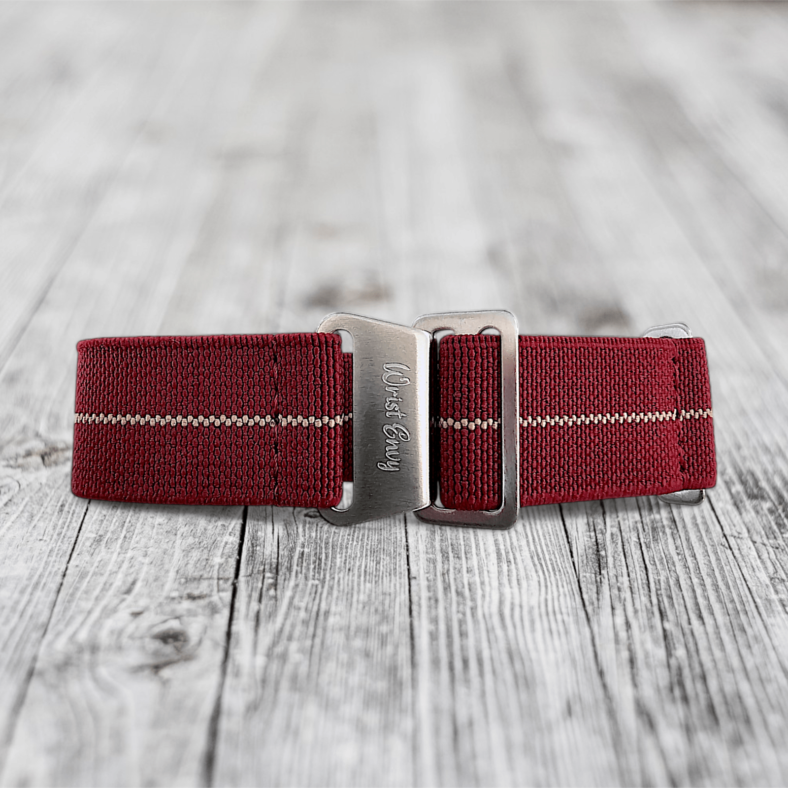 Marine Nationale Watch Strap 20mm 22mm Maroon Khaki Stripe - Wrist Envy