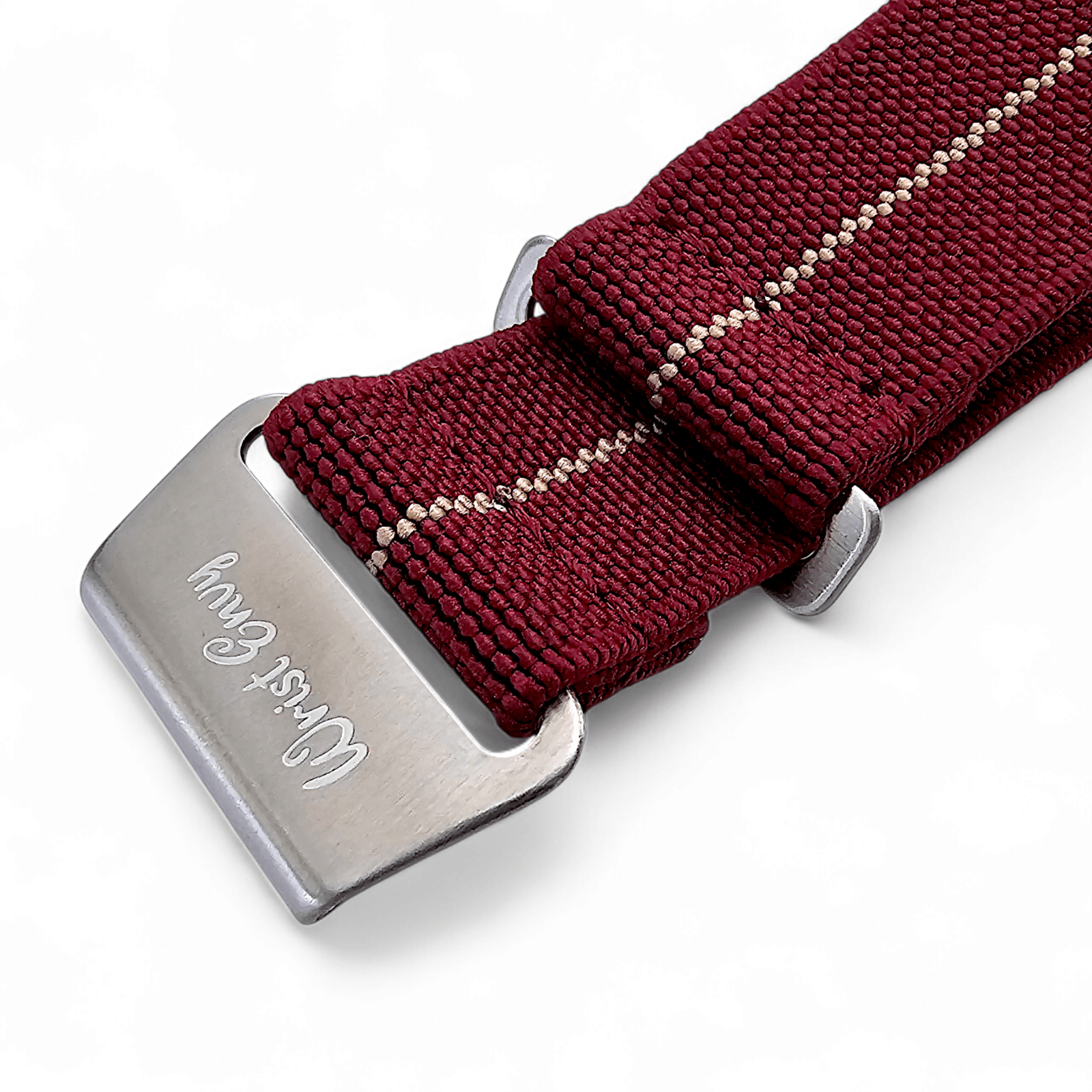 Marine Nationale Watch Strap 20mm 22mm Maroon Khaki Stripe - Wrist Envy