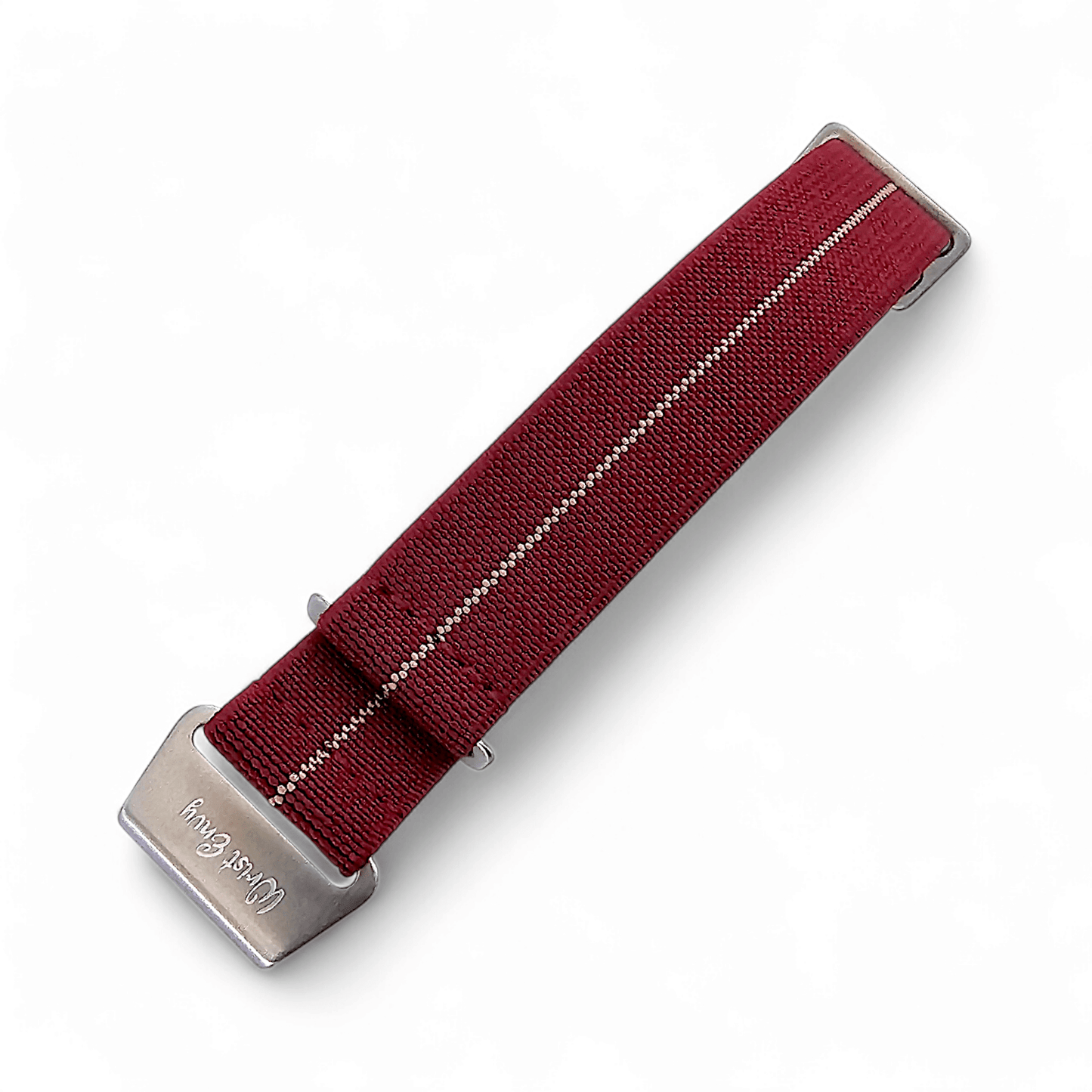 Marine Nationale Watch Strap 20mm 22mm Maroon Khaki Stripe - Wrist Envy