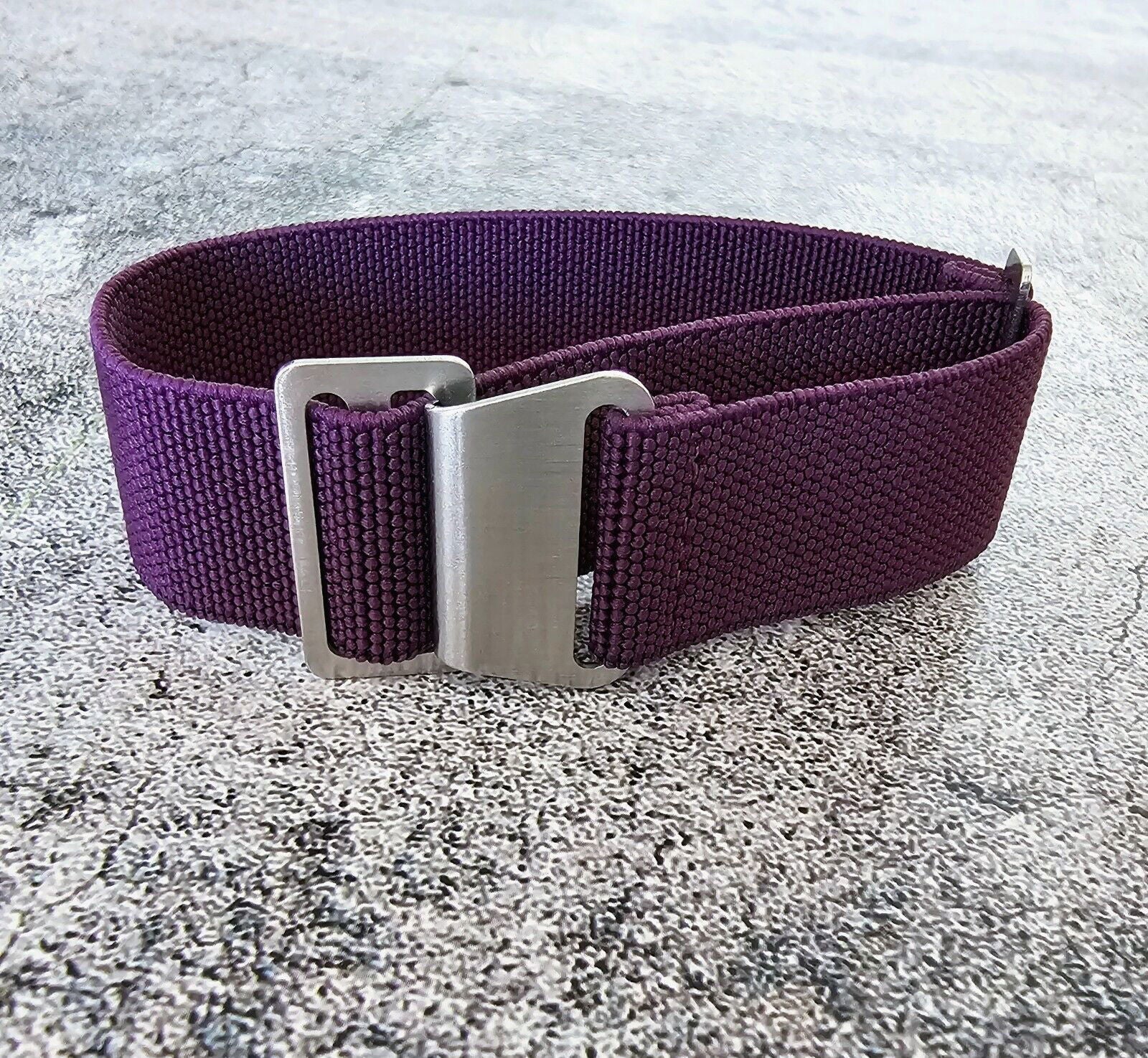 Marine Nationale Watch Strap Elastic Nylon Parachute 18mm 20mm 22mm Purple - Wrist Envy