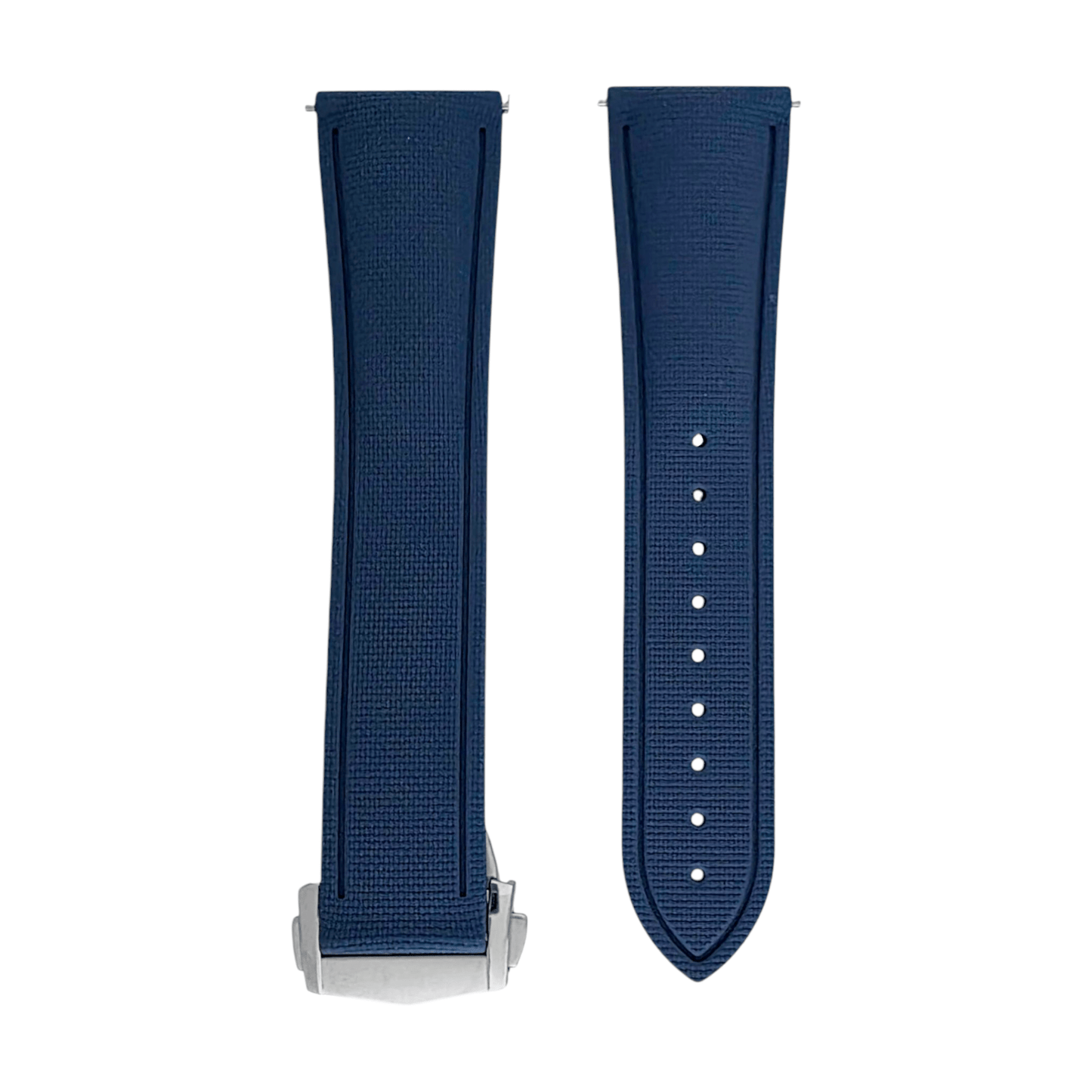 Marine Pro Deploy FKM Rubber Watch Strap 20mm 21mm 22mm Blue - Wrist Envy