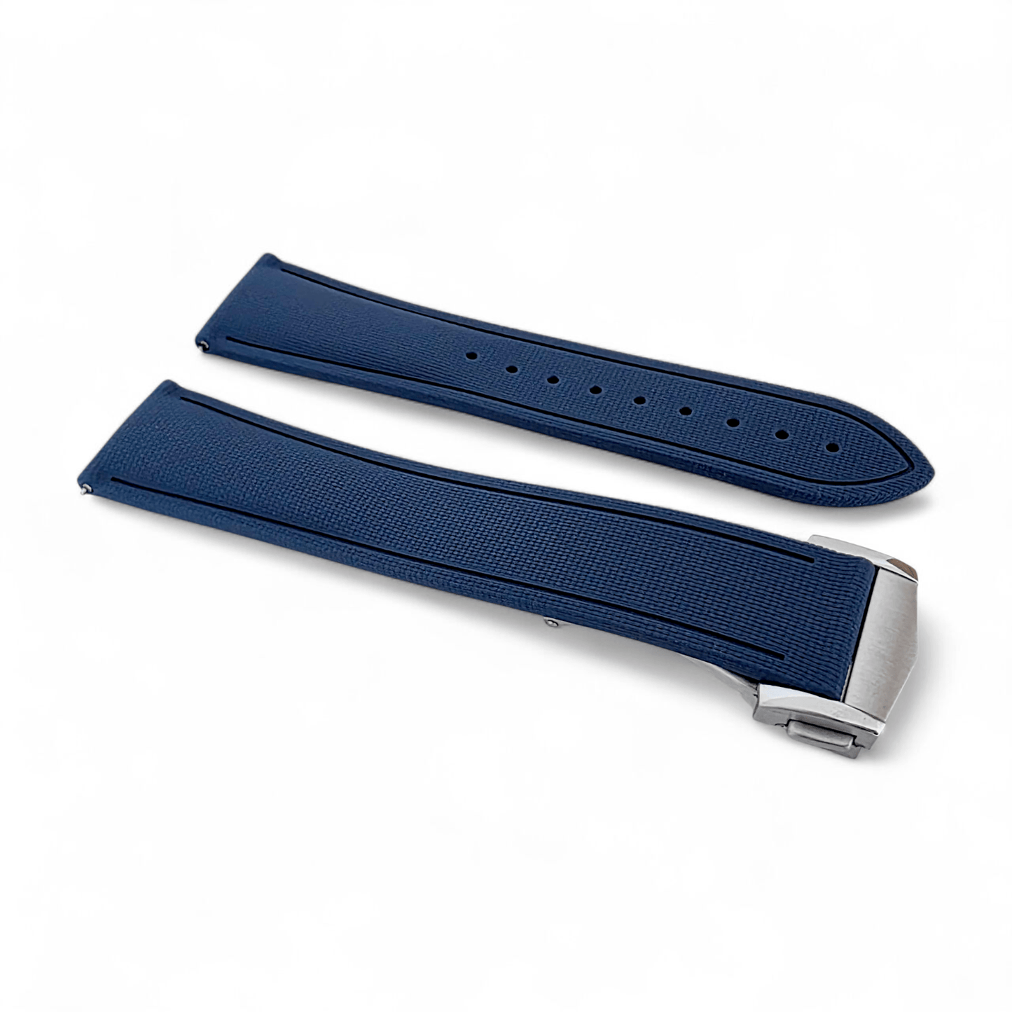 Marine Pro Deploy FKM Rubber Watch Strap 20mm 21mm 22mm Blue - Wrist Envy