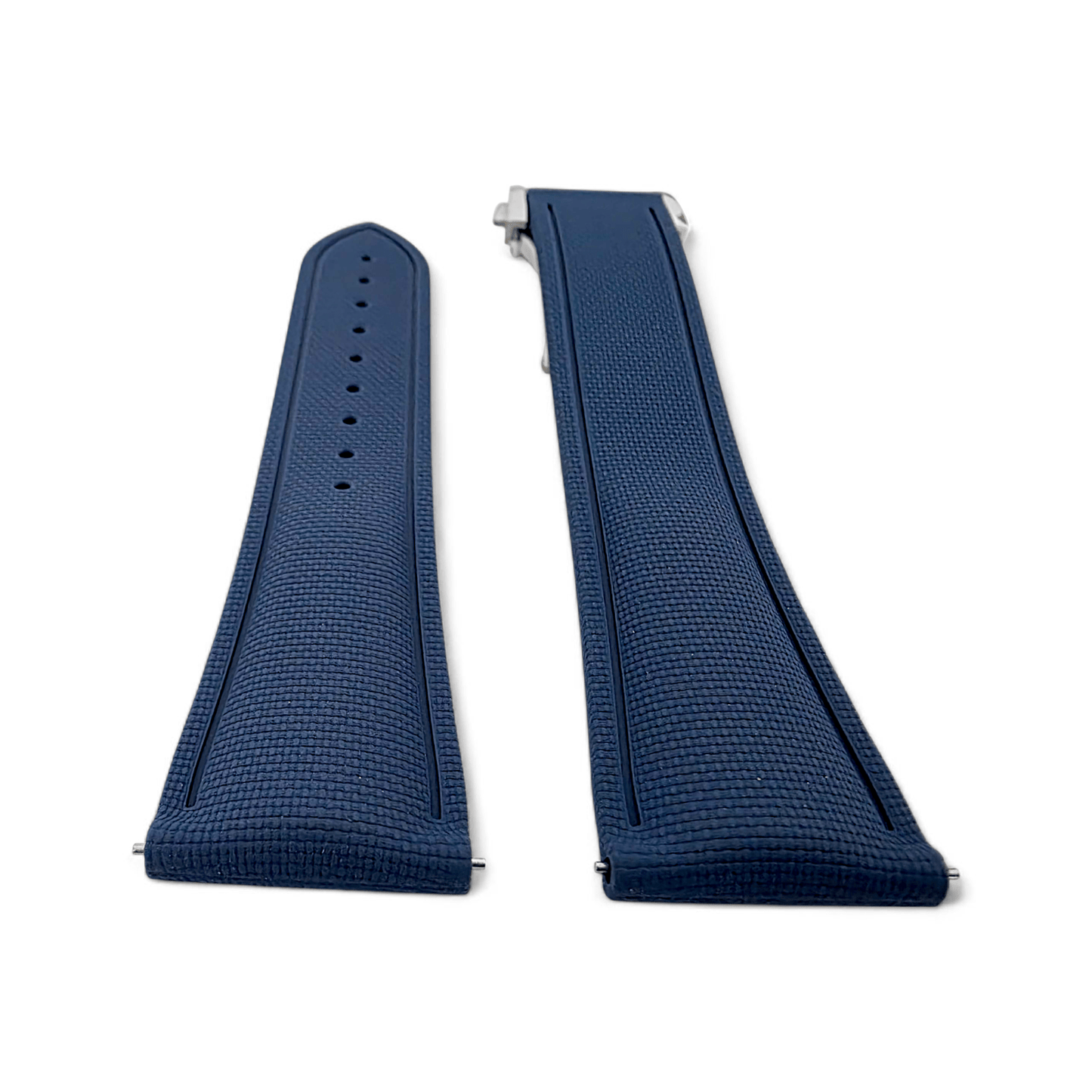 Marine Pro Deploy FKM Rubber Watch Strap 20mm 21mm 22mm Blue - Wrist Envy