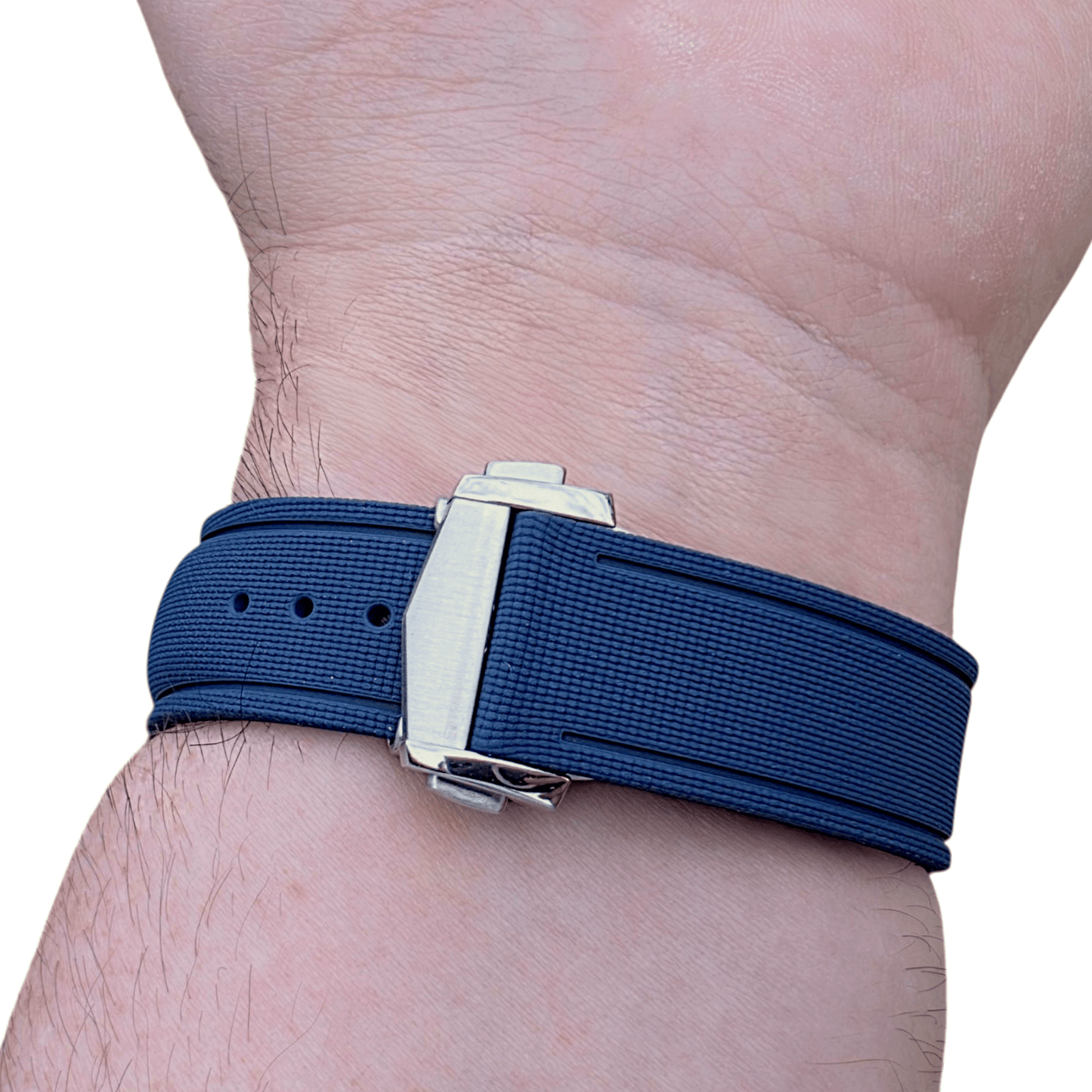 Marine Pro Deploy FKM Rubber Watch Strap 20mm 21mm 22mm Blue - Wrist Envy