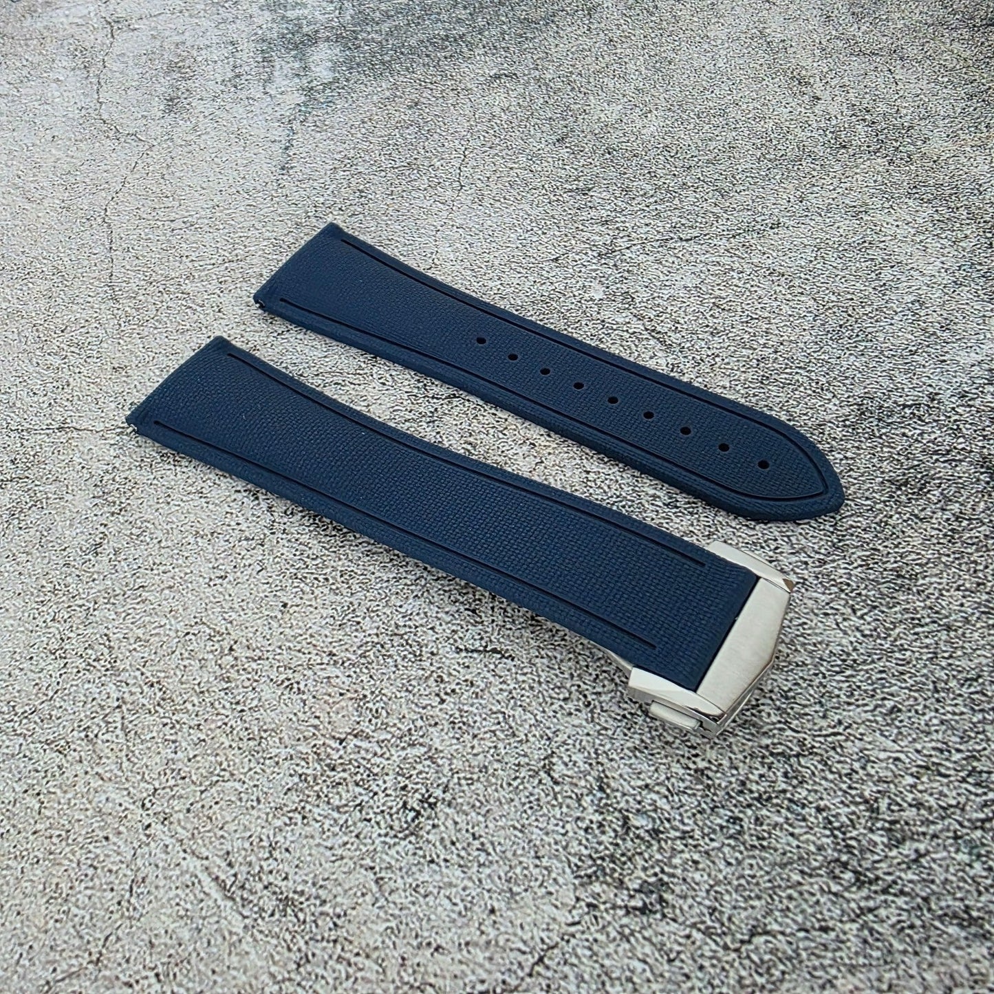 Marine Pro Deploy FKM Rubber Watch Strap 20mm 21mm 22mm Blue - Wrist Envy