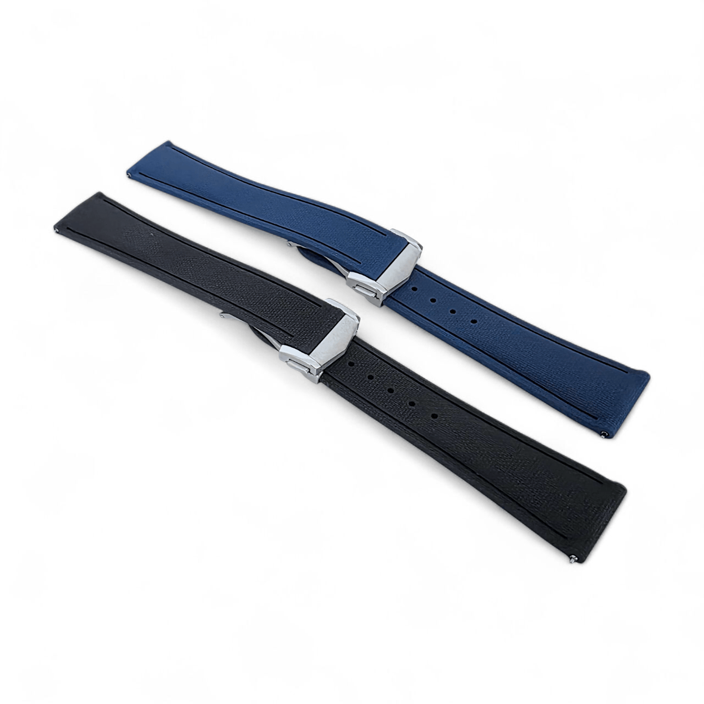 Marine Pro Deploy FKM Rubber Watch Strap 20mm 21mm 22mm Blue - Wrist Envy